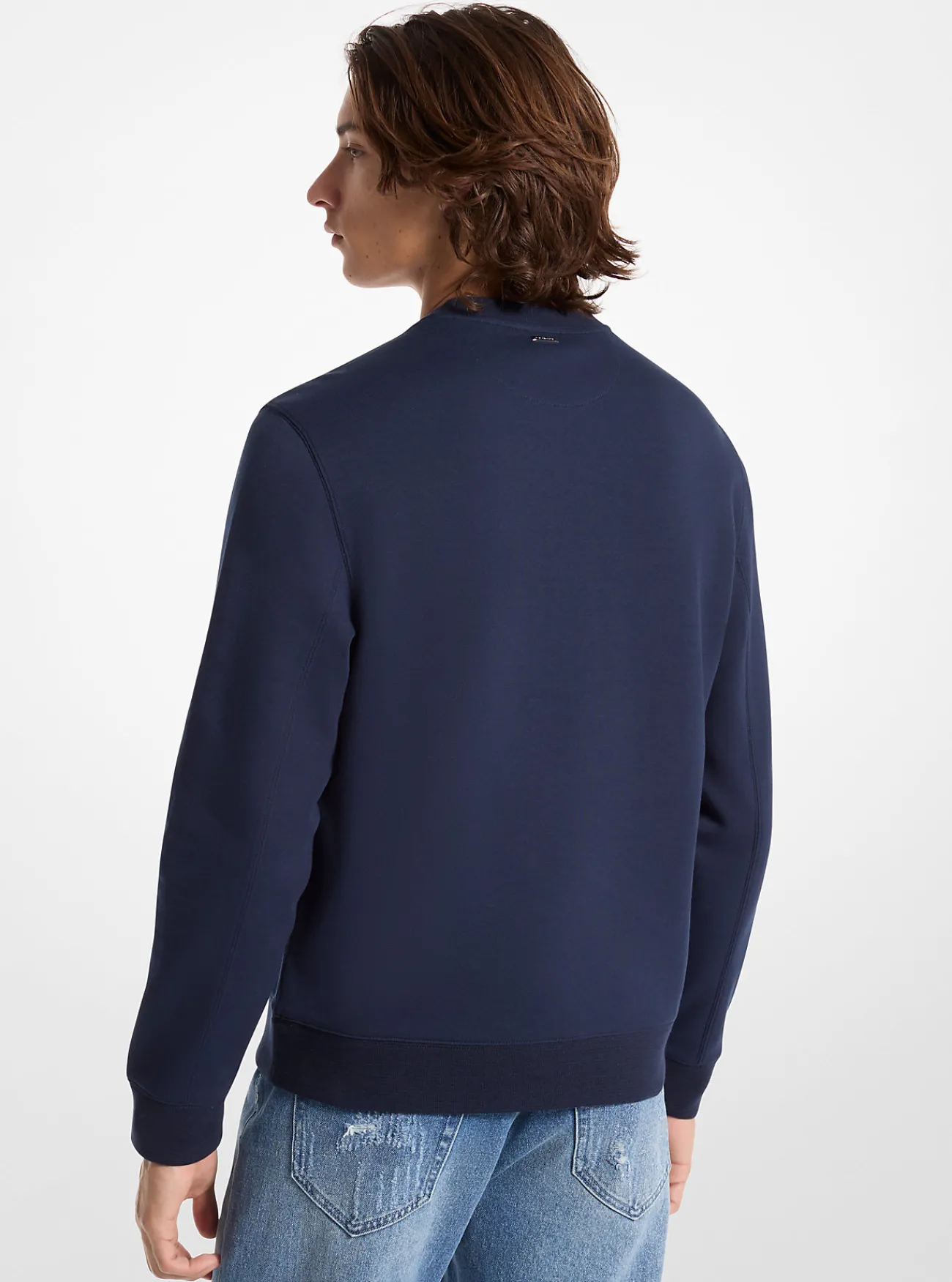 Michael Kors Sweater van katoenmix met logo in reli&euml;f MIDDERNACHTSBLAUW Best
