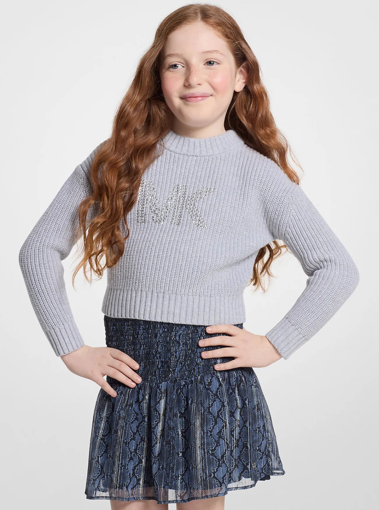 Michael Kors Sweater van katoenmix met versierd logo GRIJS Sale