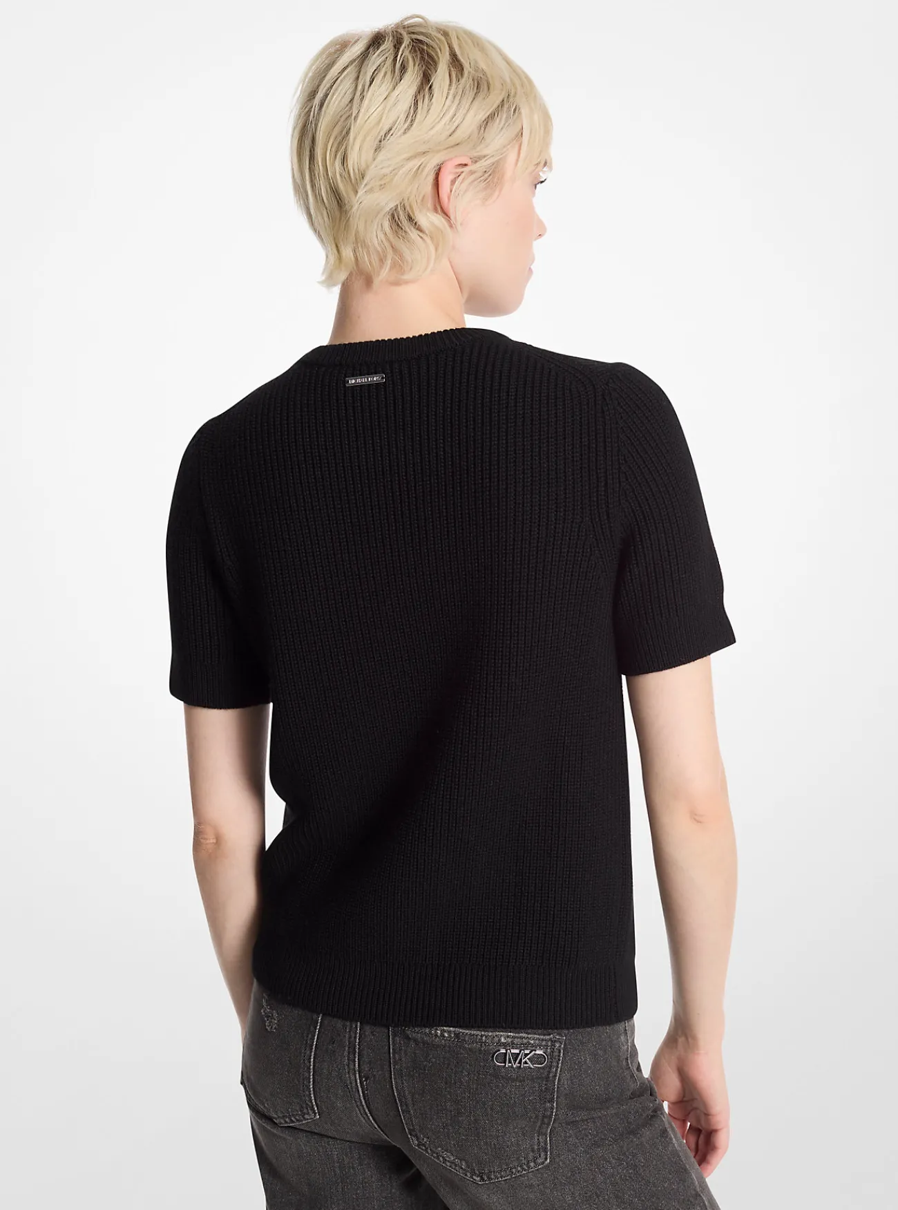 Michael Kors Sweater van wol met korte mouwen ZWART Sale