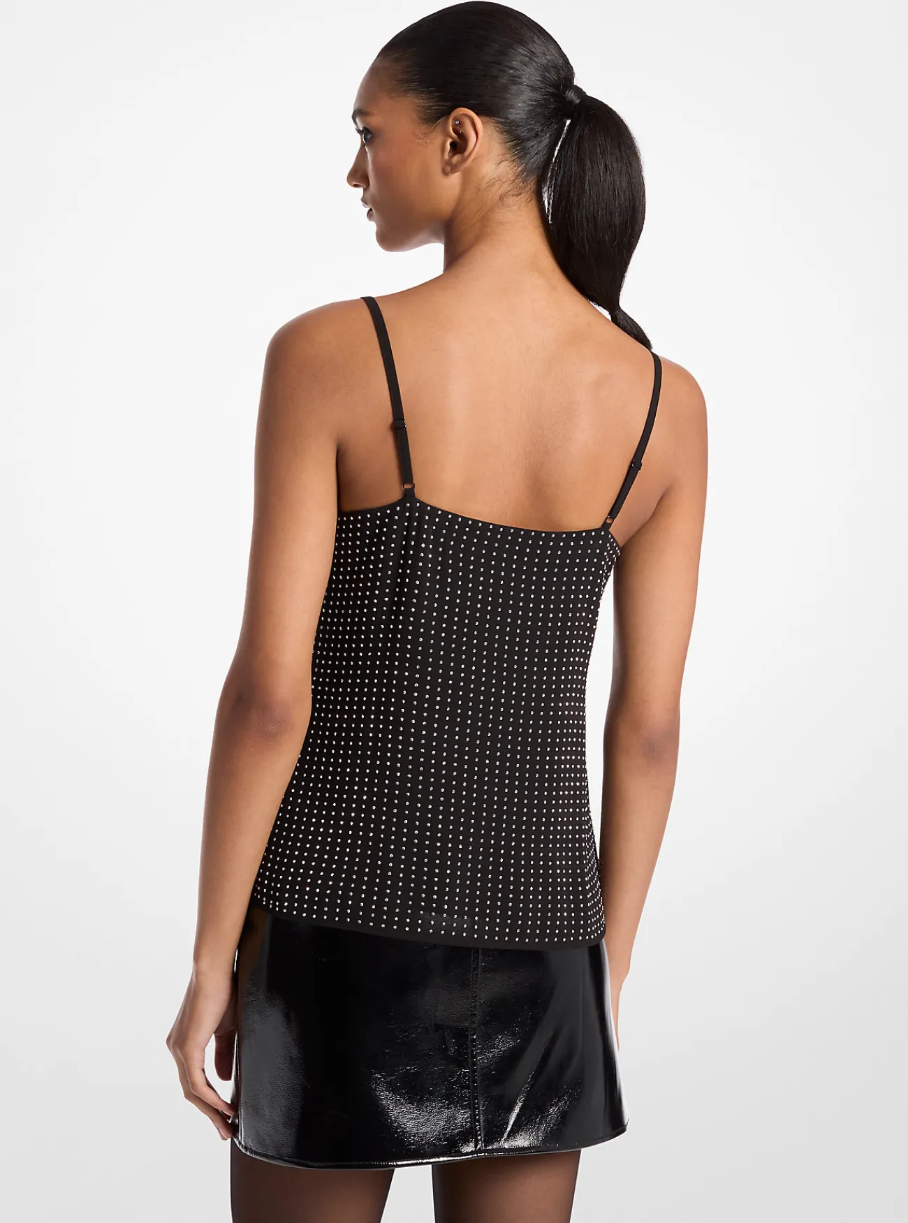 Michael Kors Tanktop van cr&ecirc;pe georgette met stras ZWART Discount