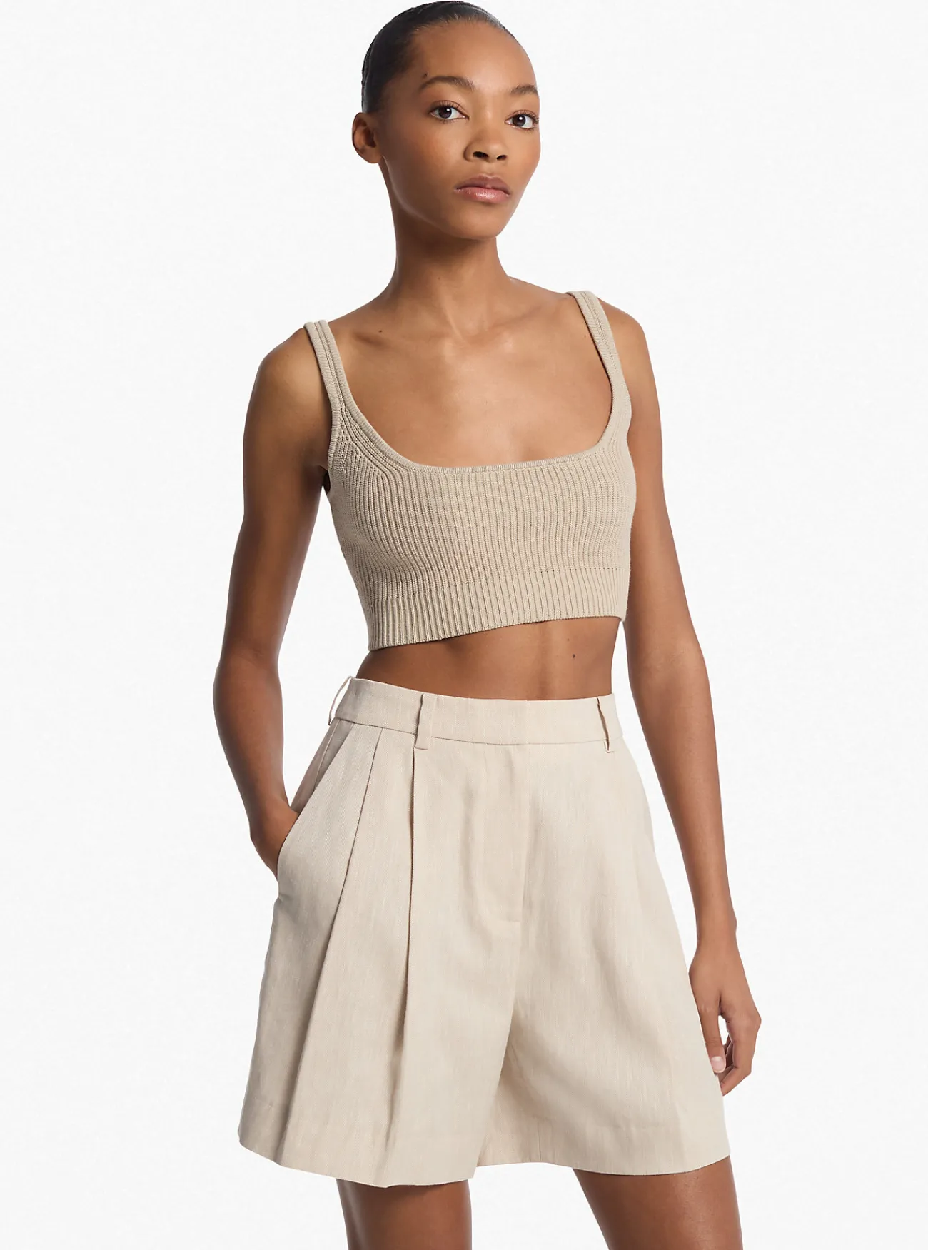 Michael Kors Tanktop van geribd katoen met stretch DUIN Hot