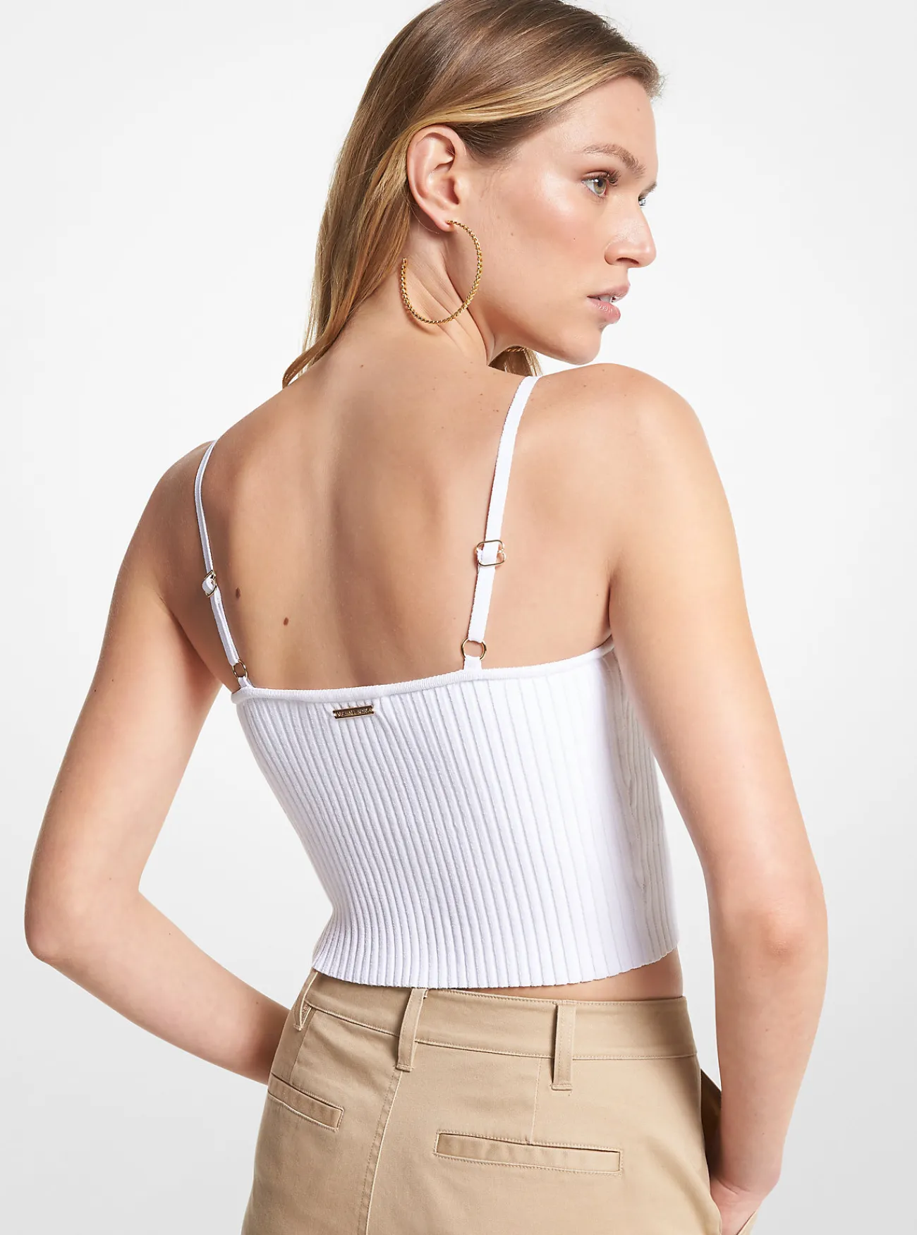 Michael Kors Tanktop van ribgebreide stretchviscose met korte pasvorm New