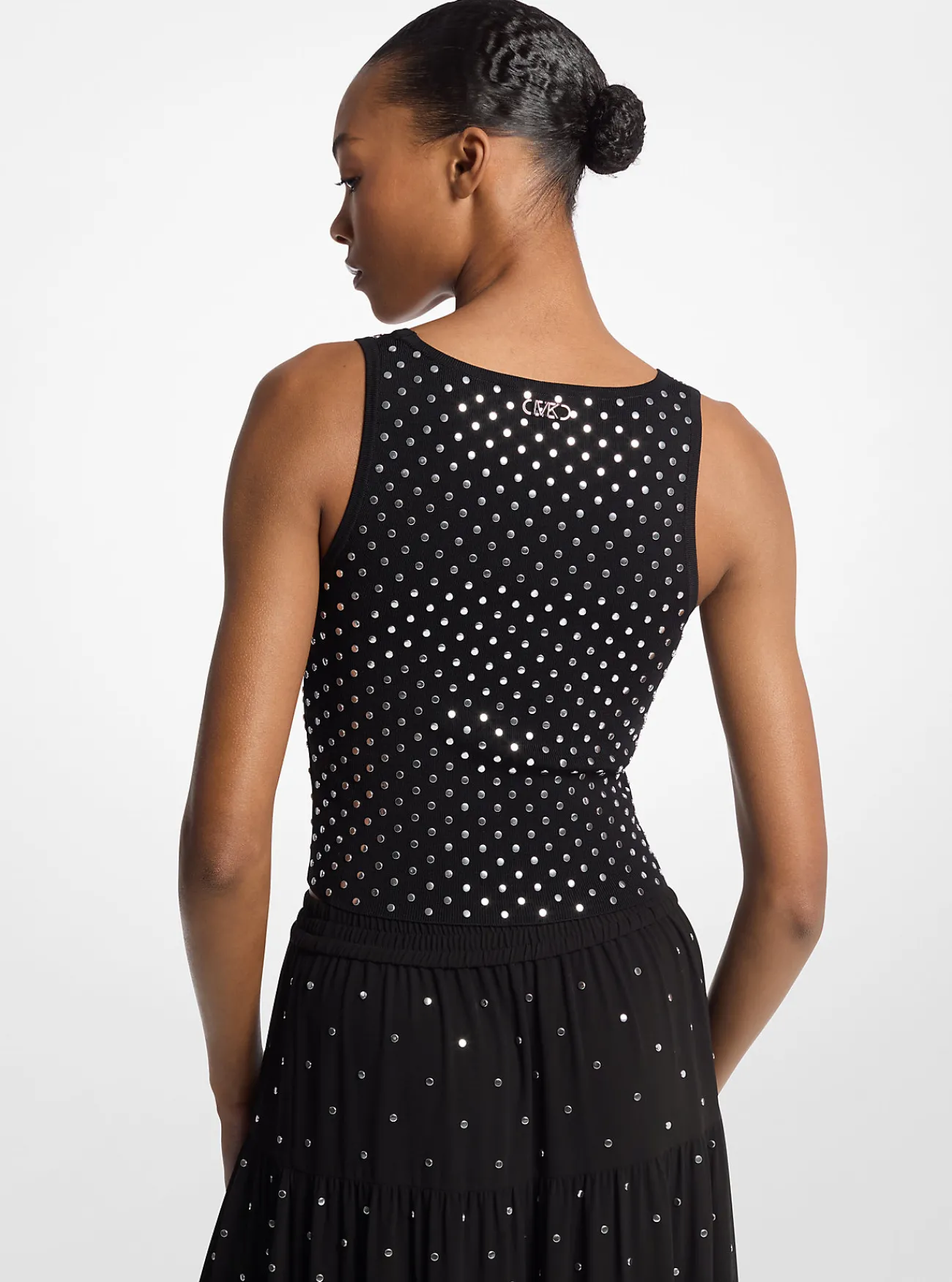 Michael Kors Tanktop van stretchviscose met korte pasvorm en studs ZWART Clearance