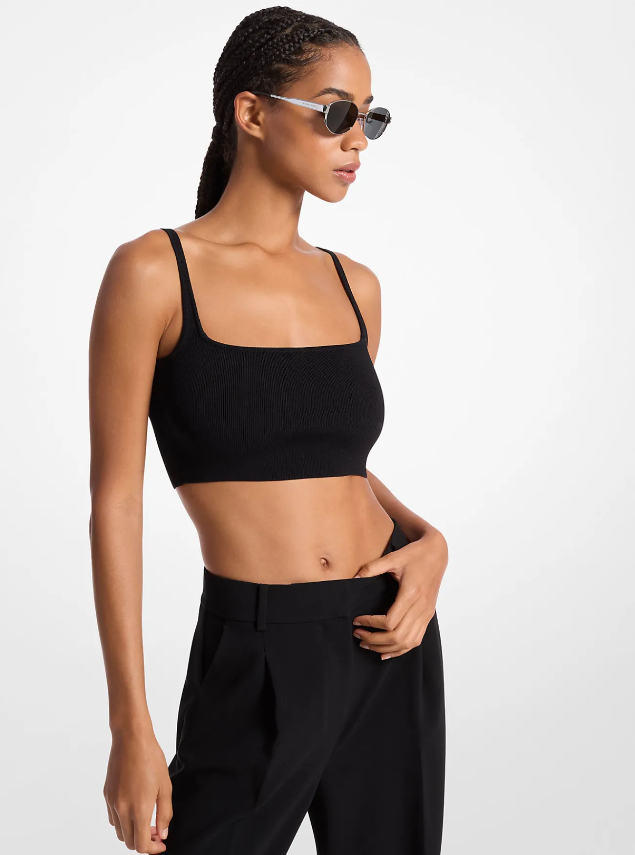 Michael Kors Tanktop van stretchwol met korte pasvorm ZWART New