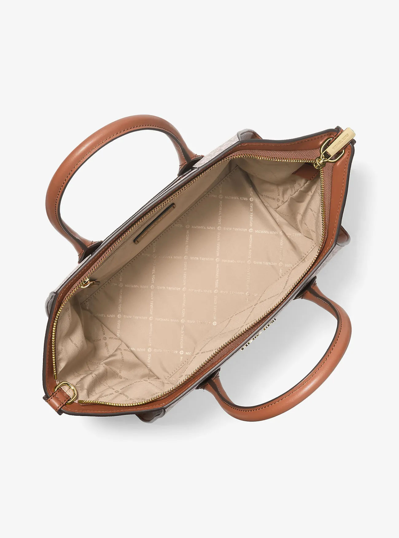 Michael Kors Tas Avril met kenmerkend logo, groot VANILLE Sale