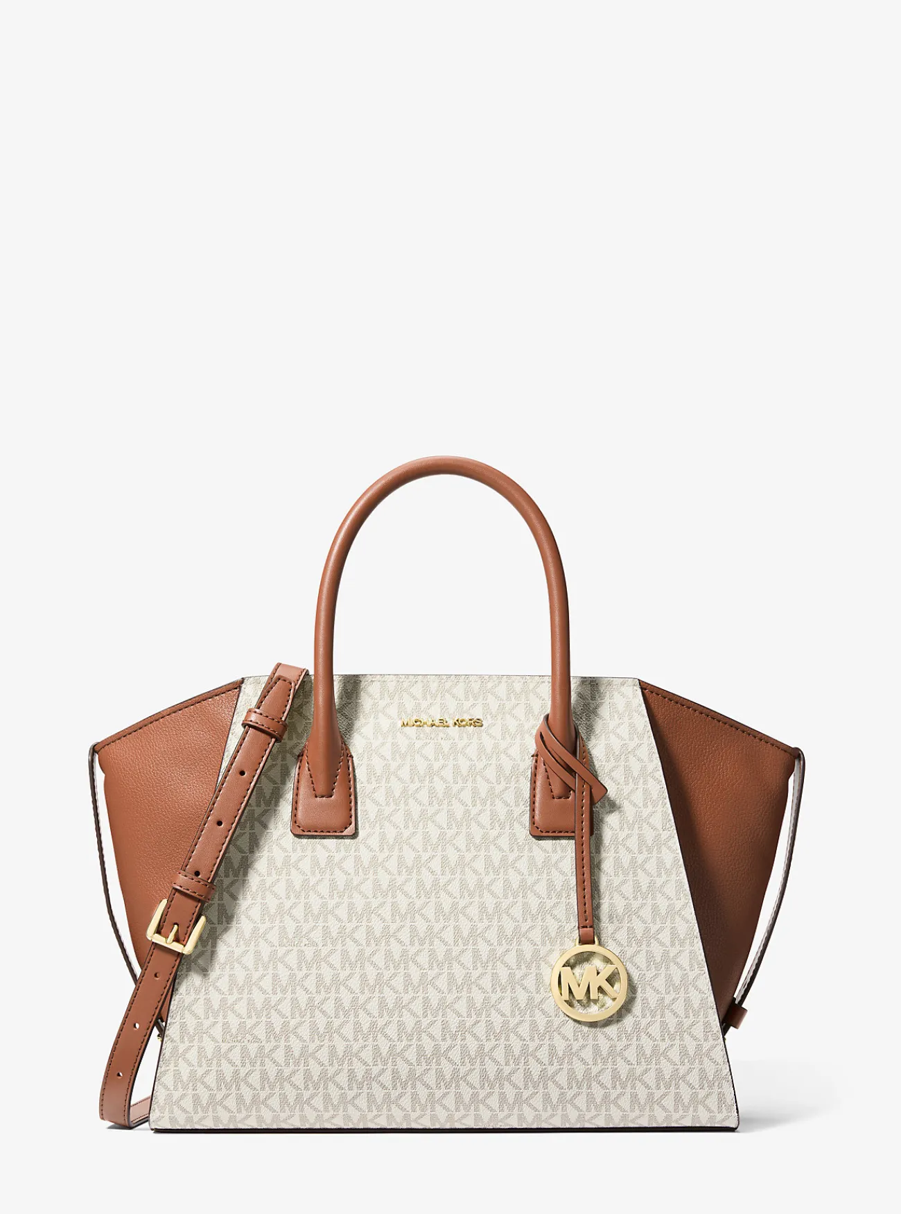 Michael Kors Tas Avril met kenmerkend logo, groot VANILLE Sale