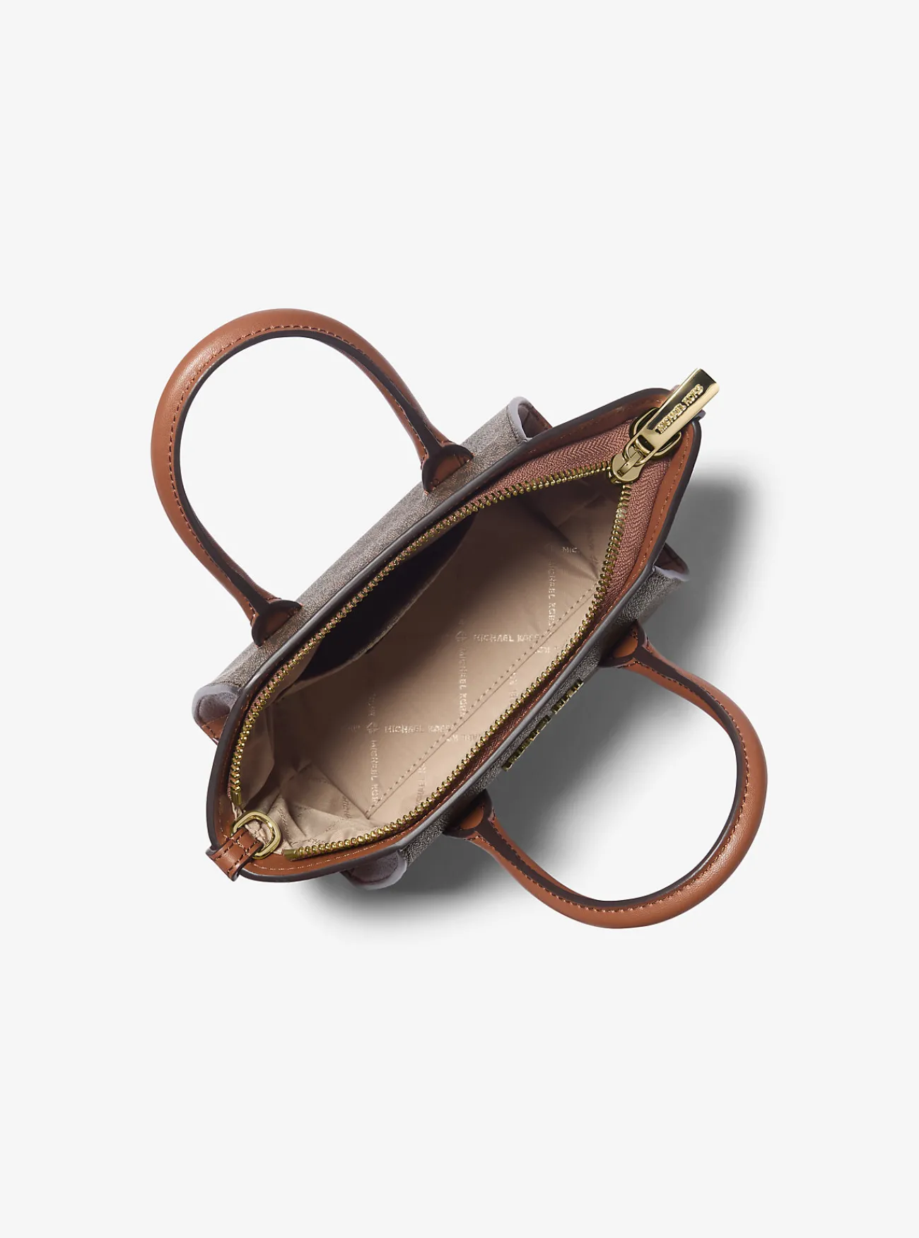 Michael Kors Tas Avril met kenmerkend logo, extra klein BRUIN Clearance