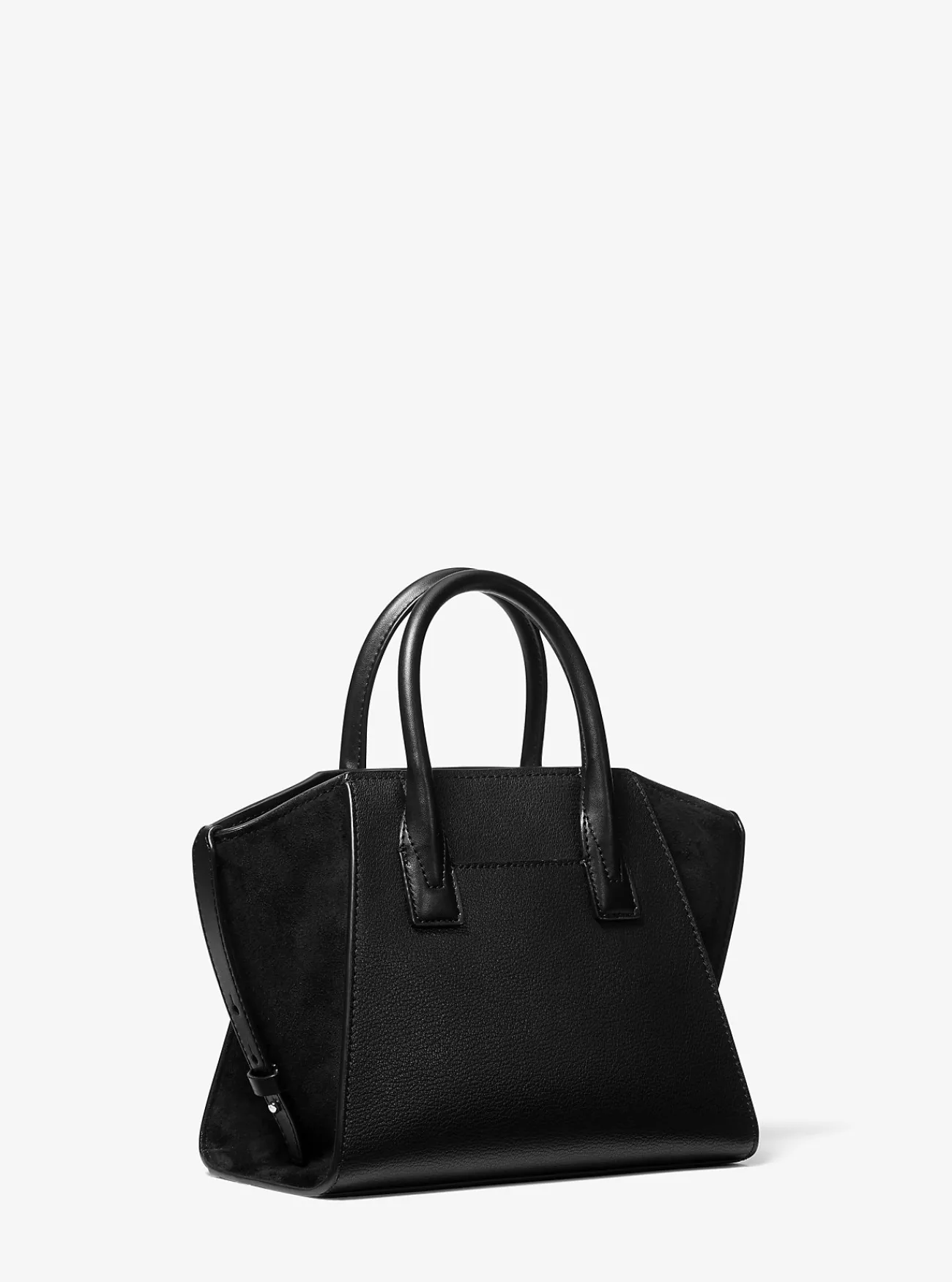 Michael Kors Tas Avril van getrommeld leer, klein ZWART Discount