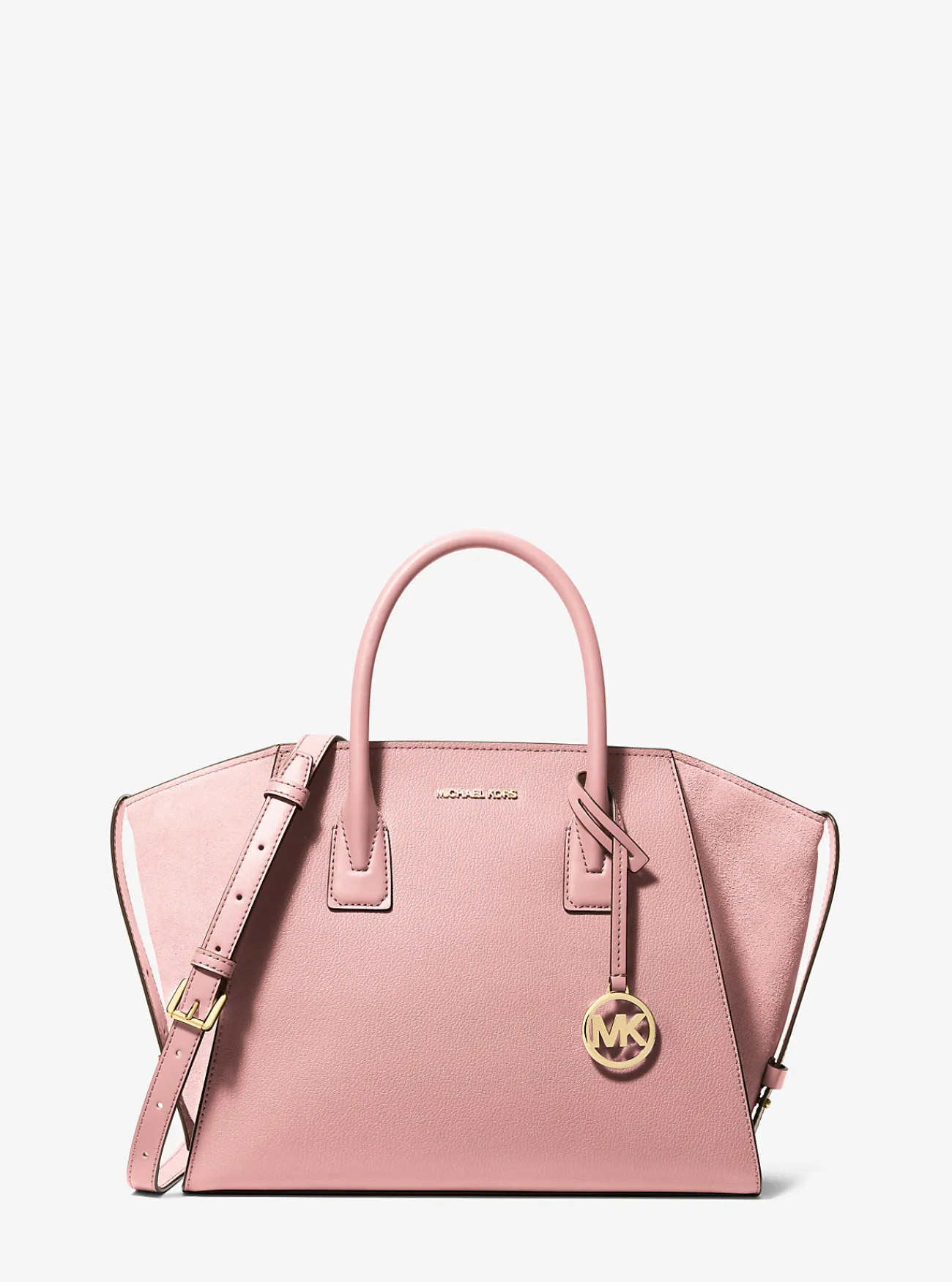 Michael Kors Tas Avril van leer en su&egrave;de, groot POEDERROZE Discount