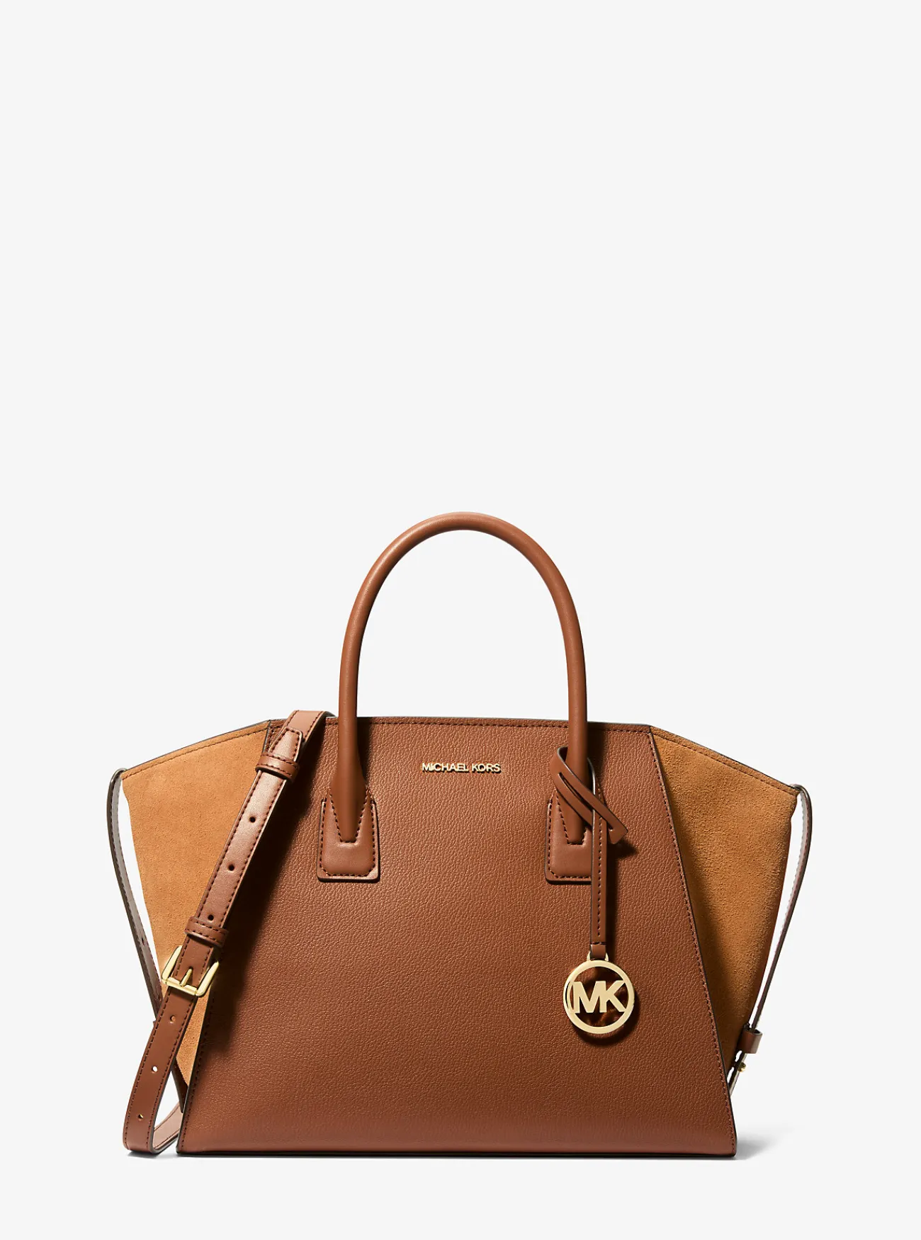 Michael Kors Tas Avril van leer en suède, groot LUGGAGE Outlet