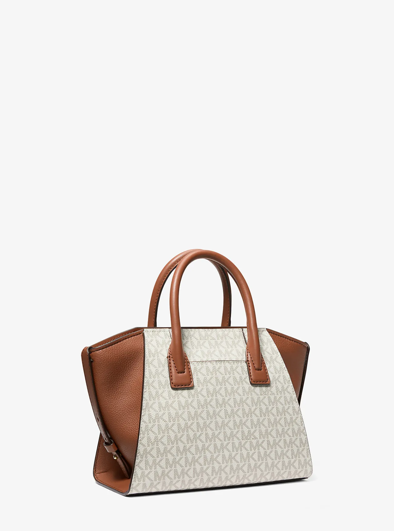 Michael Kors Tas Avril van leer met logo, klein VANILLE Sale