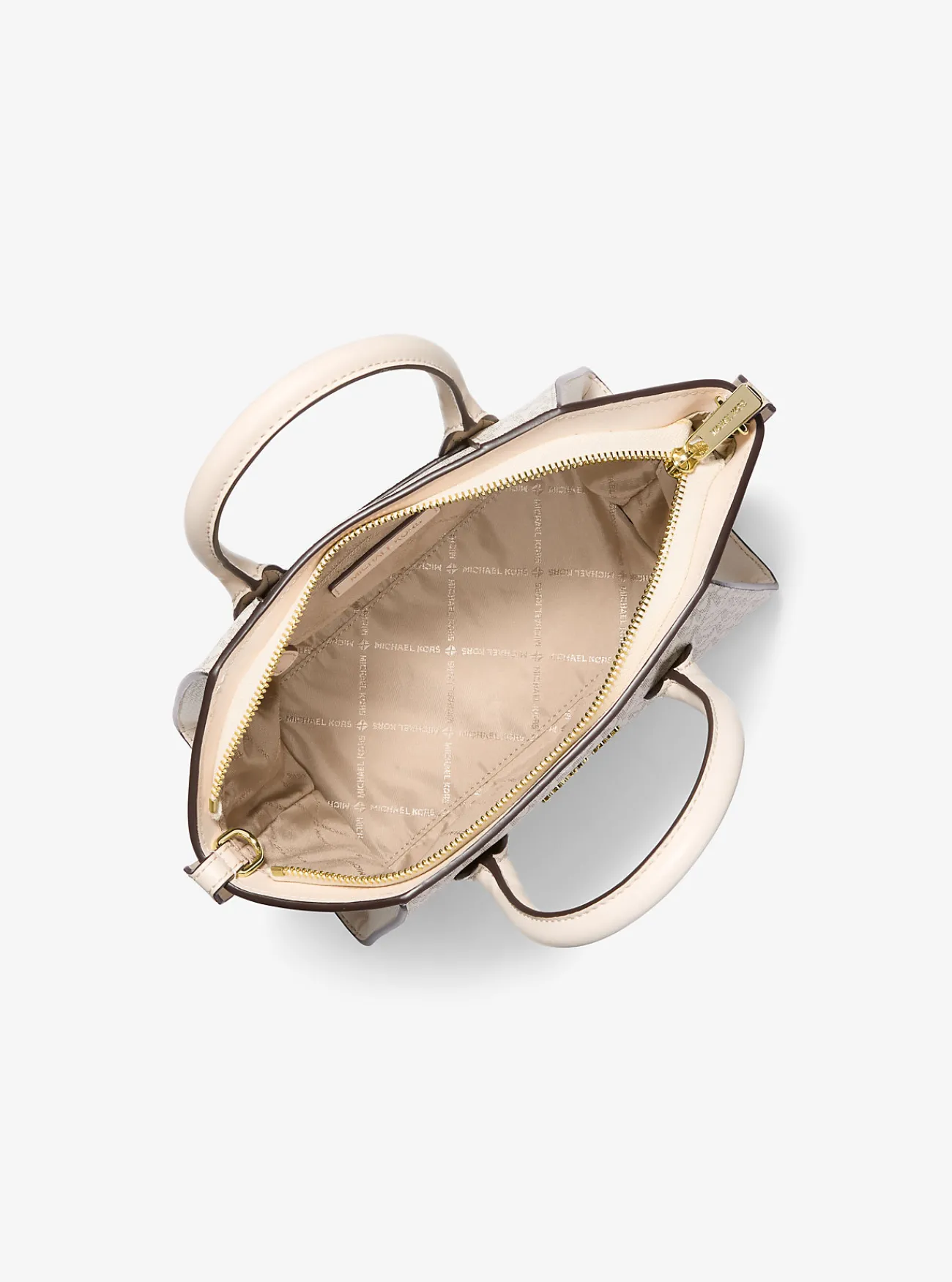 Michael Kors Tas Avril van leer met logo, klein Discount