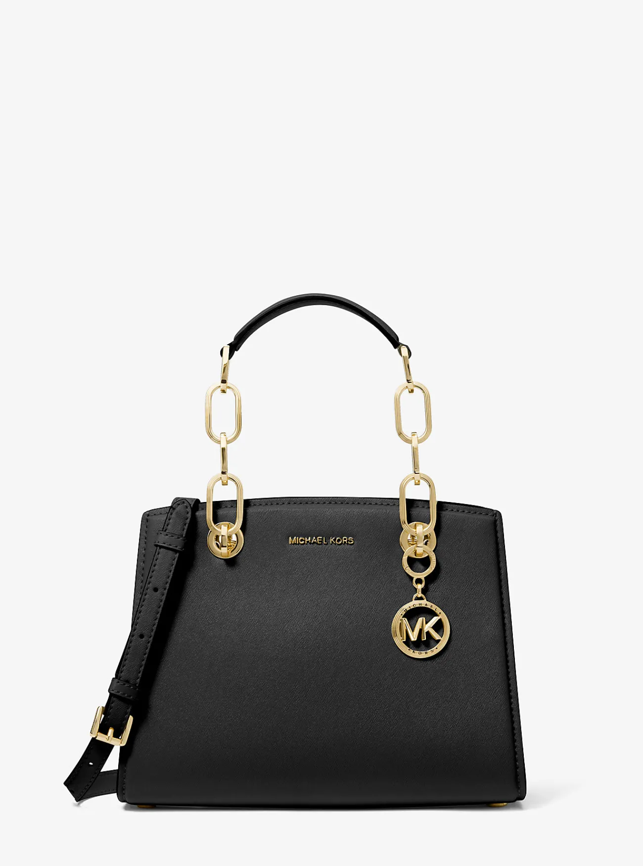 Michael Kors Tas Cynthia van leer, klein ZWART Hot