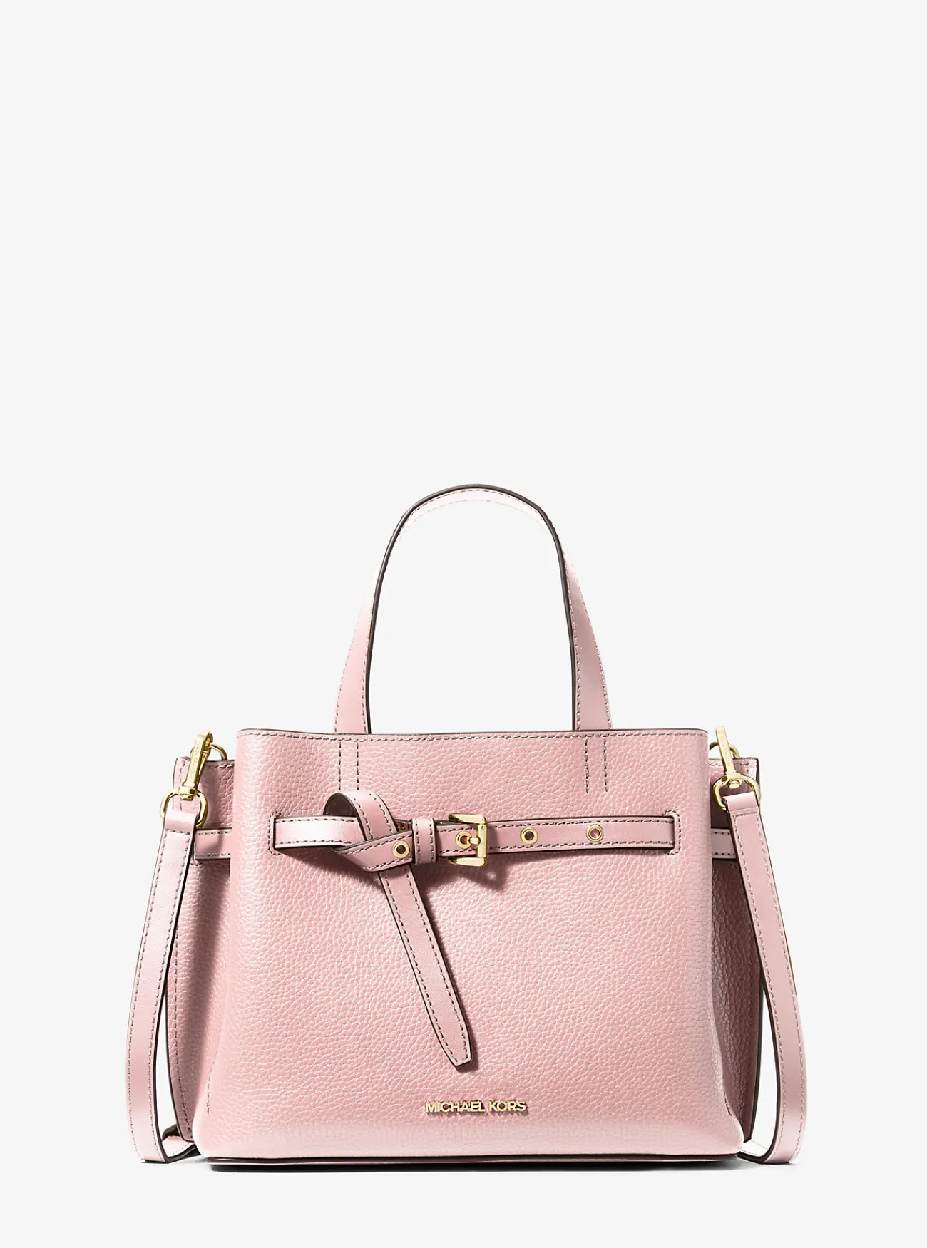 Michael Kors Tas Emilia van getrommeld leer, klein POEDERROZE New