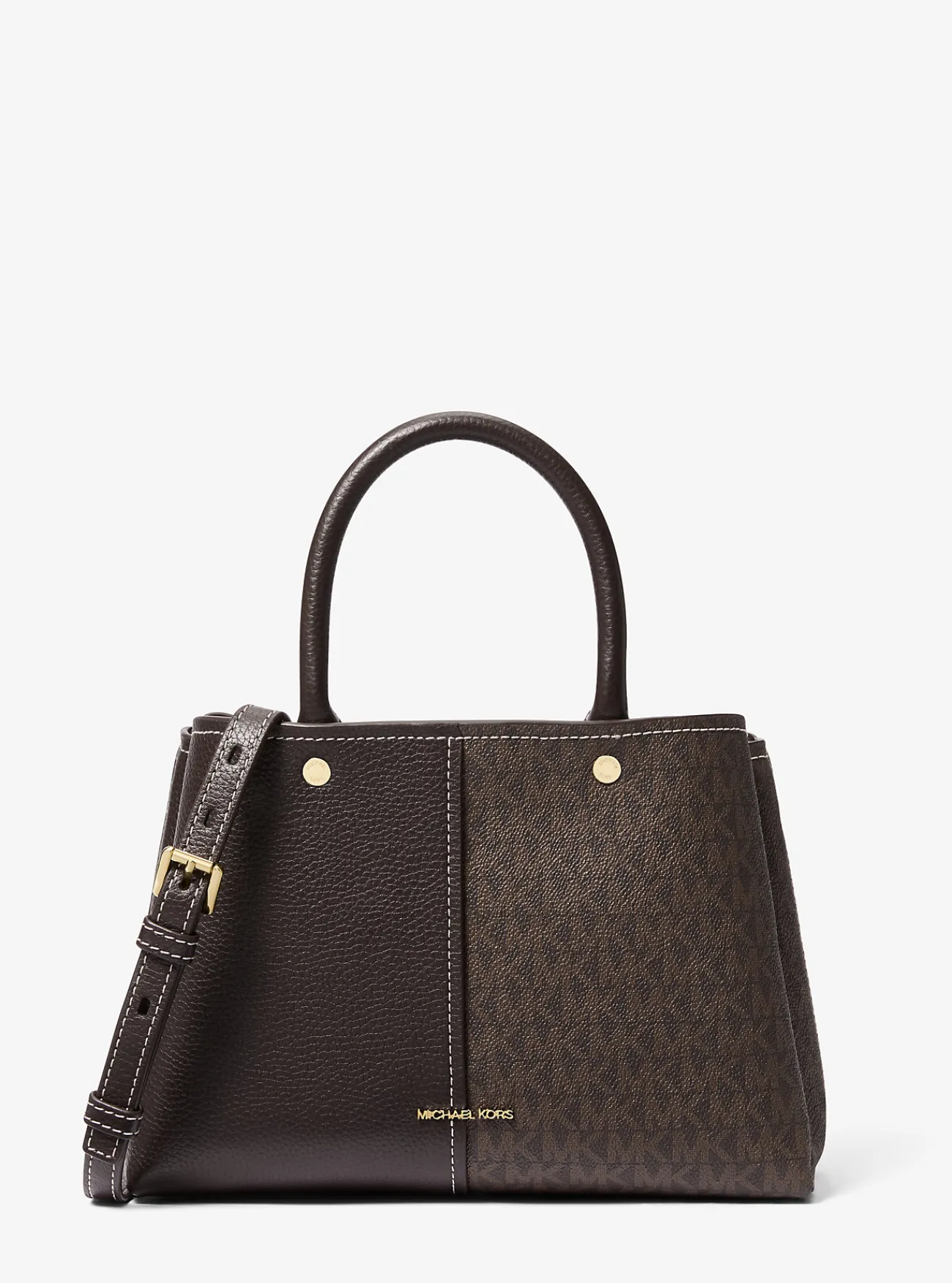 Michael Kors Tas Flora van canvas met kenmerkend logo en leer, middelgroot BRUIN New