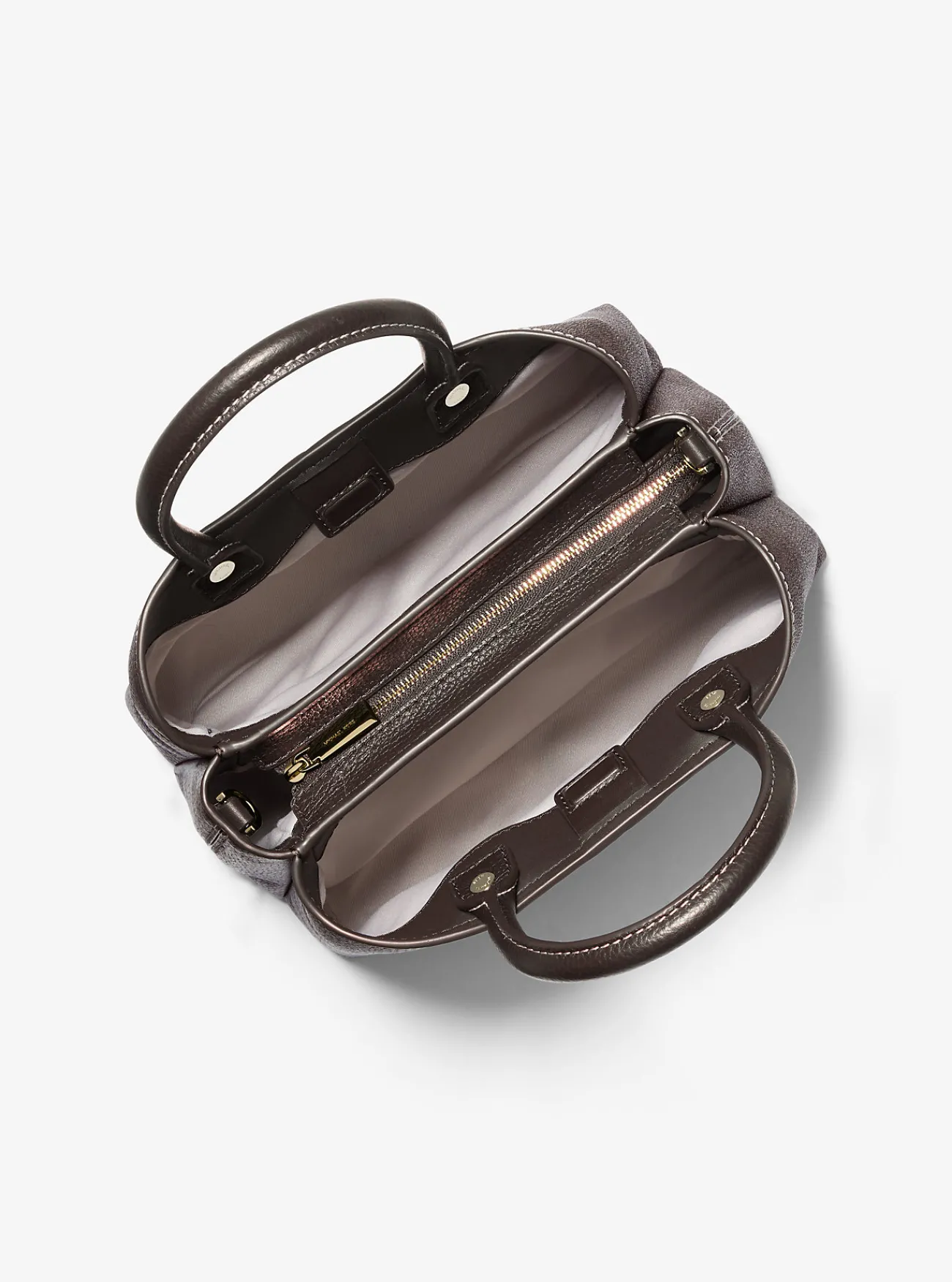 Michael Kors Tas Flora van canvas met kenmerkend logo en leer, middelgroot BRUIN New
