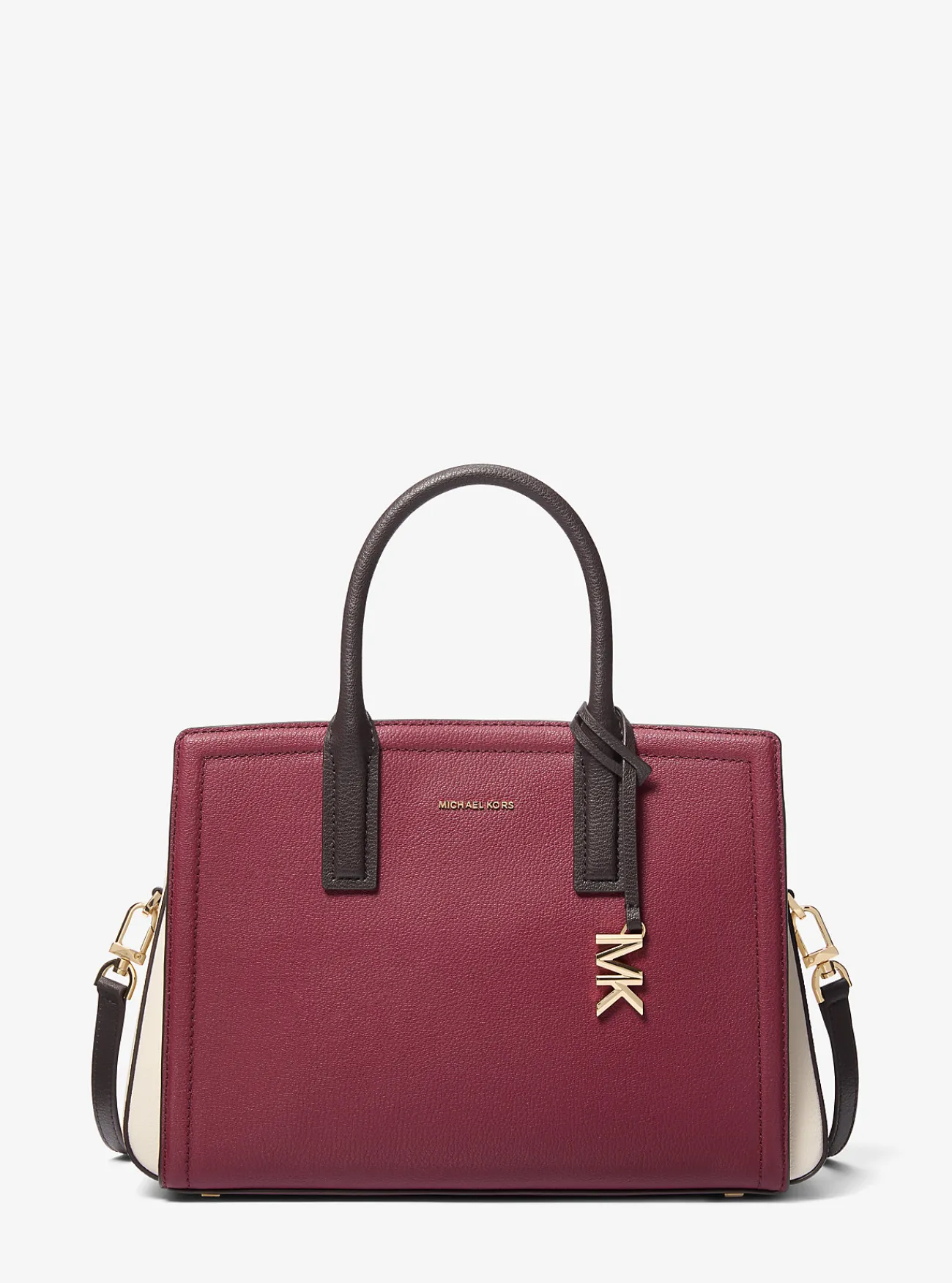 Michael Kors Tas Laila van getrommeld leer met kleurvlakken, middelgroot MOERBEIMULTI Online