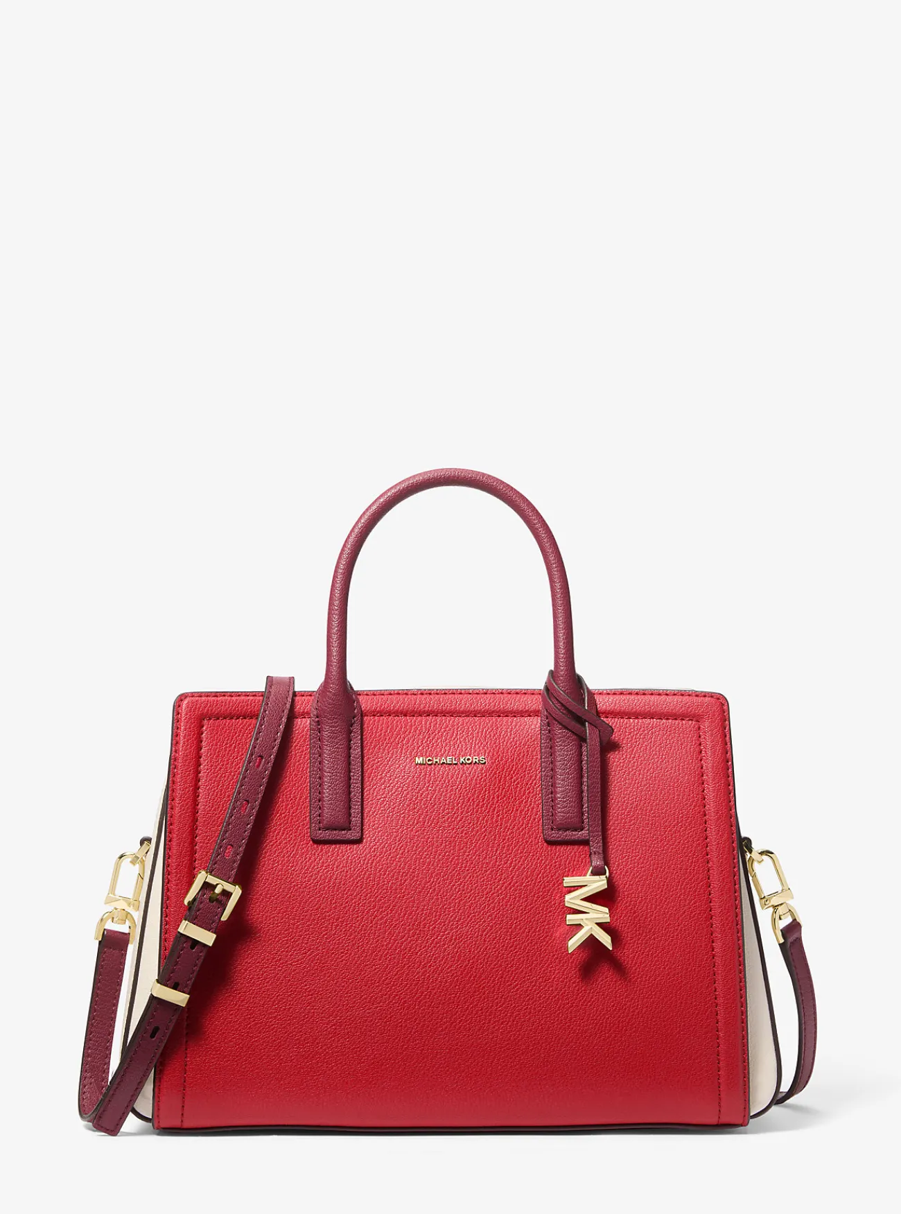Michael Kors Tas Laila van getrommeld leer met kleurvlakken, middelgroot KARMOZIJNROODMULTI Online