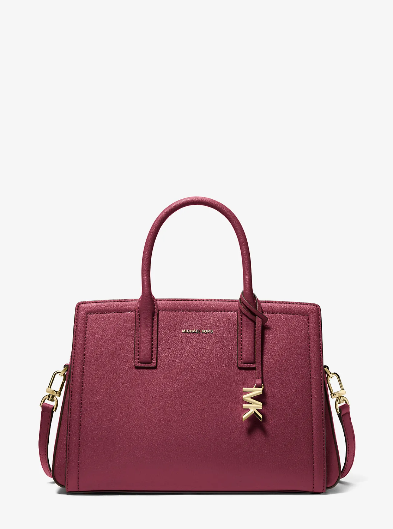 Michael Kors Tas Laila van leer, middelgroot MOERBEI Clearance