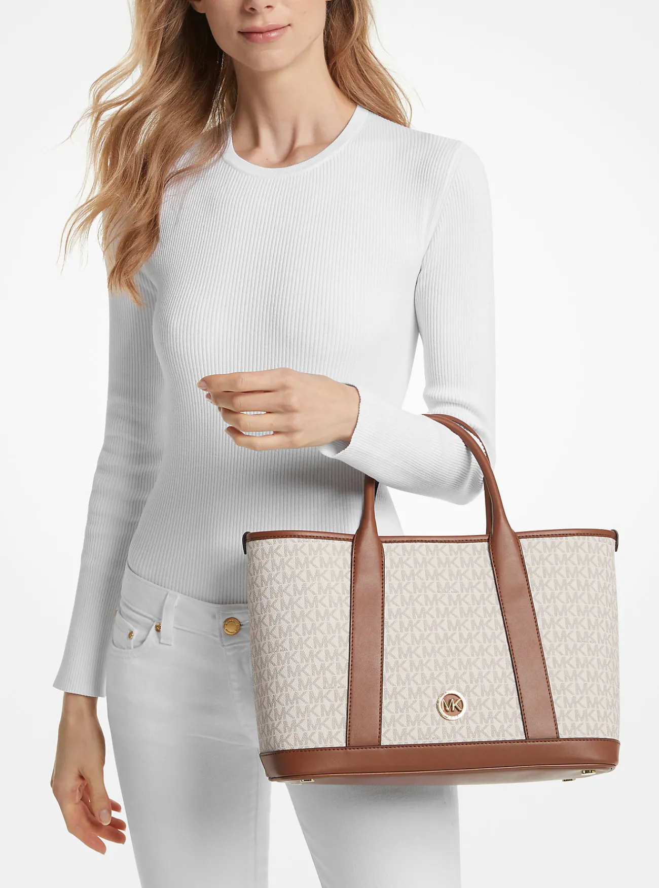 Michael Kors Tas Luisa met kenmerkend logo, middelgroot Outlet