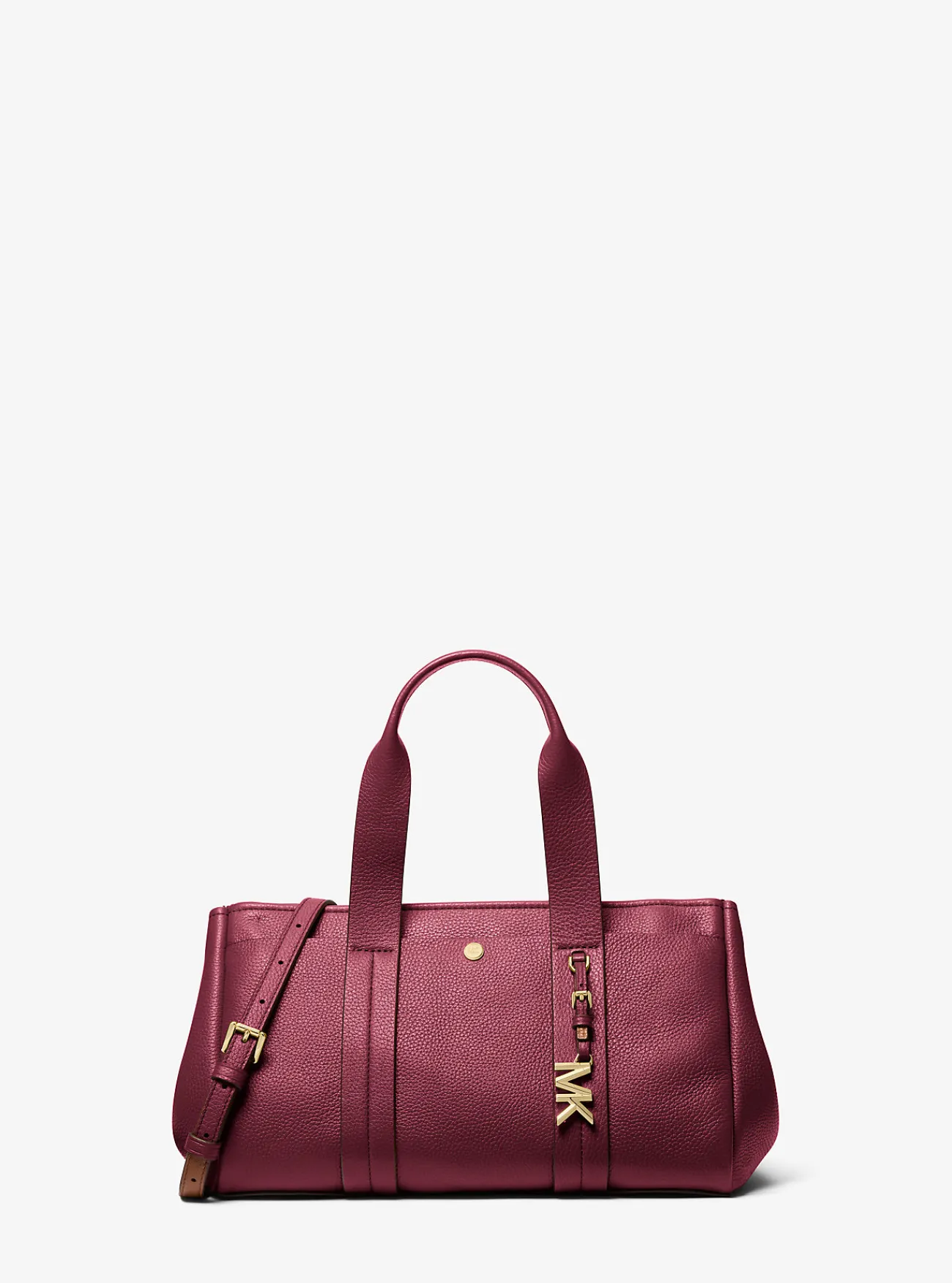 Michael Kors Tas Romee van getrommeld leer, klein MOERBEI New
