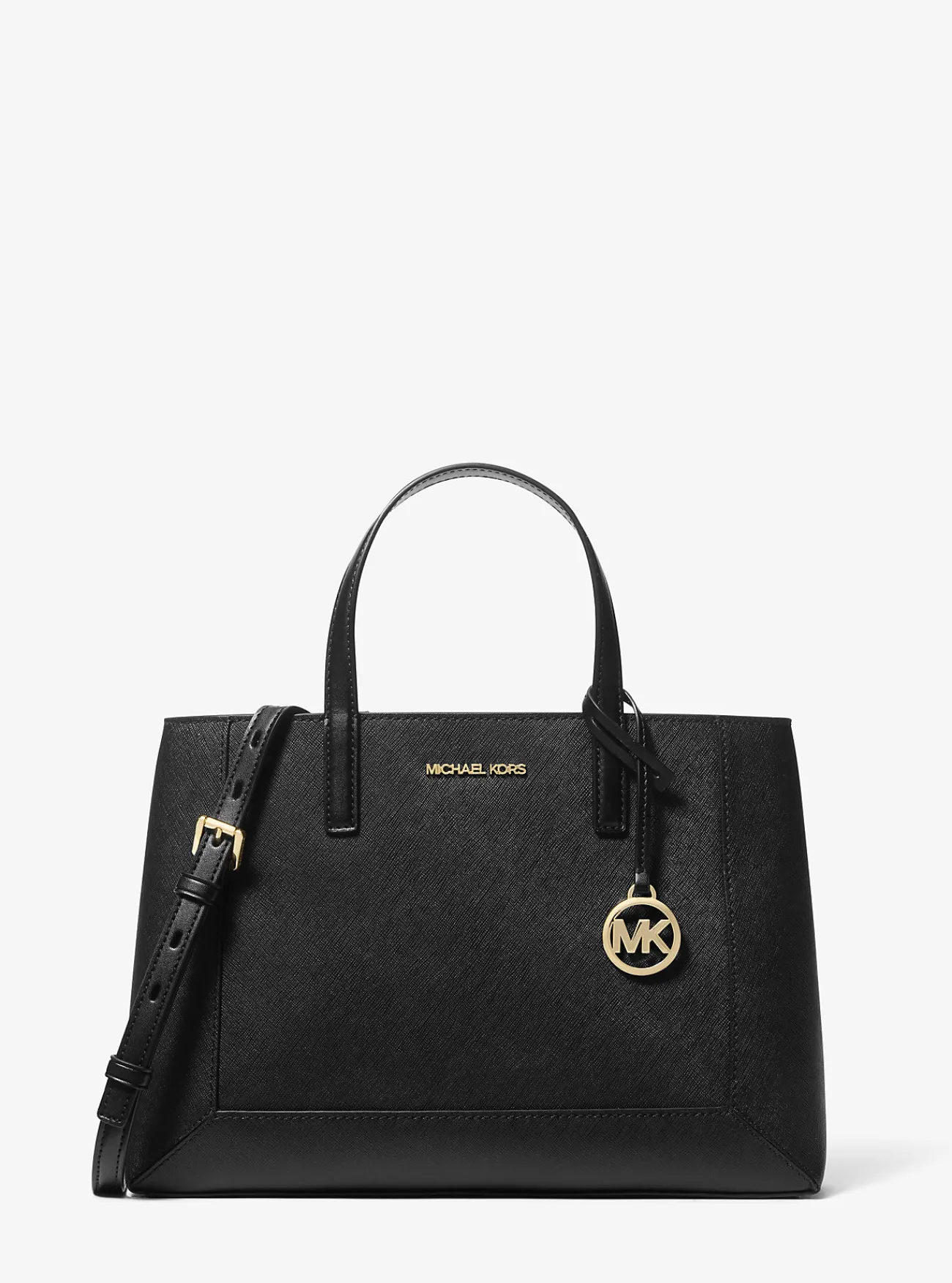 Michael Kors Tas Sallie van saffianoleer, middelgroot ZWART Fashion