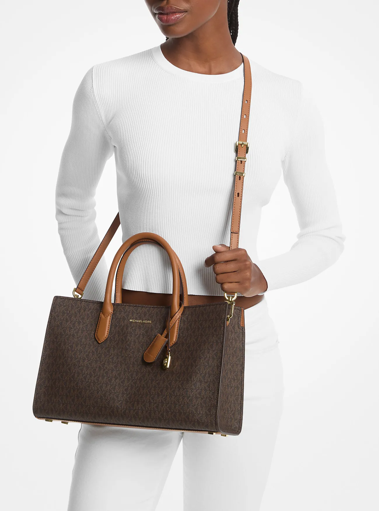 Michael Kors Tas Scarlett met kenmerkend logo, middelgroot Discount