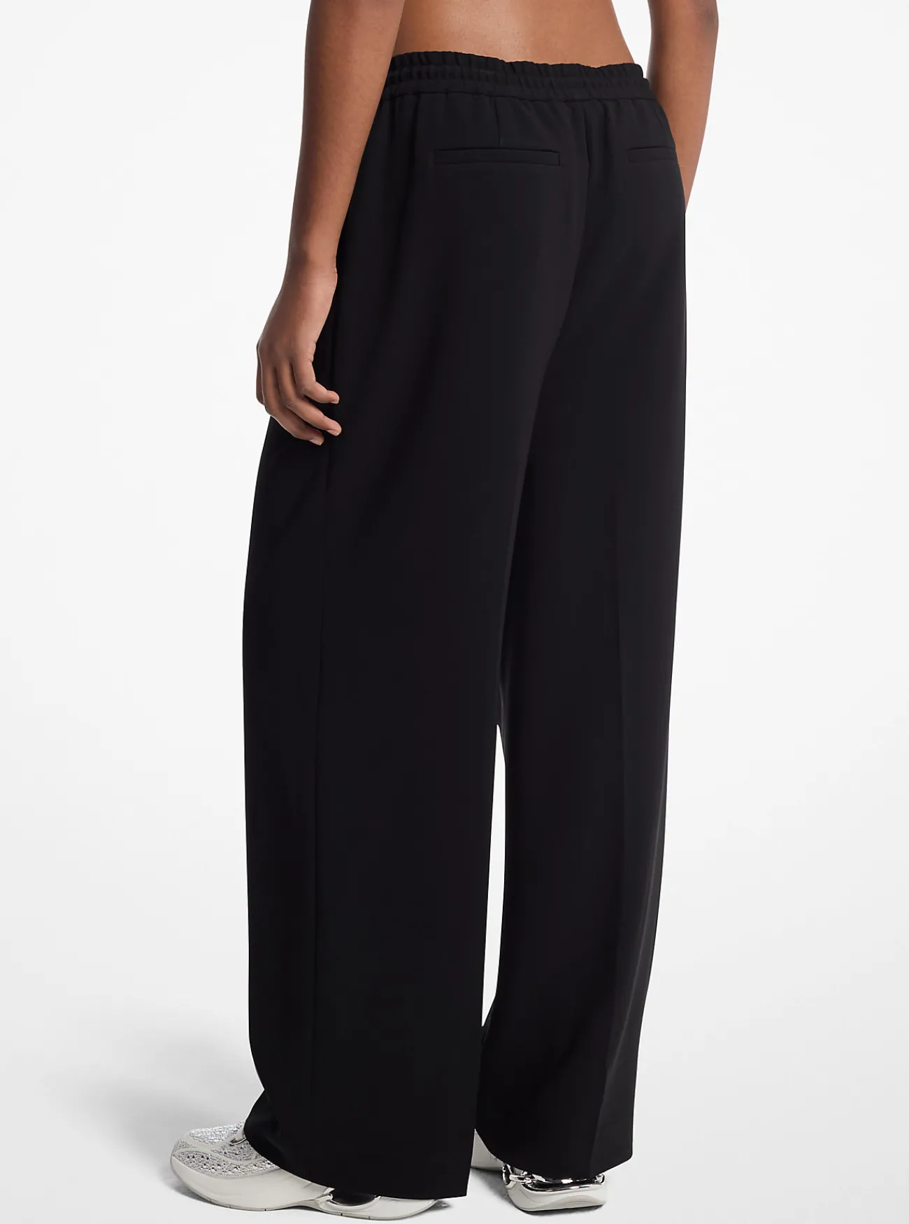 Michael Kors Trainingsbroek van cr&ecirc;pestof met plooien ZWART Sale