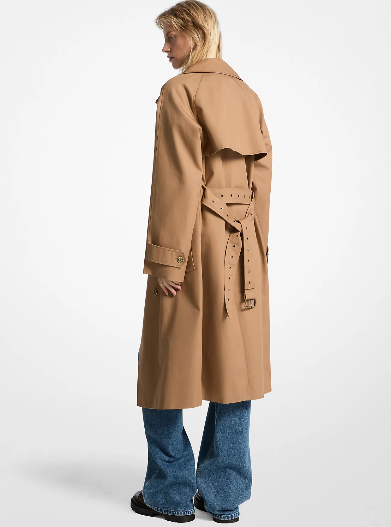 Michael Kors Trenchcoat van katoen met dubbele knopenrij, oversized CAF&Eacute; Best