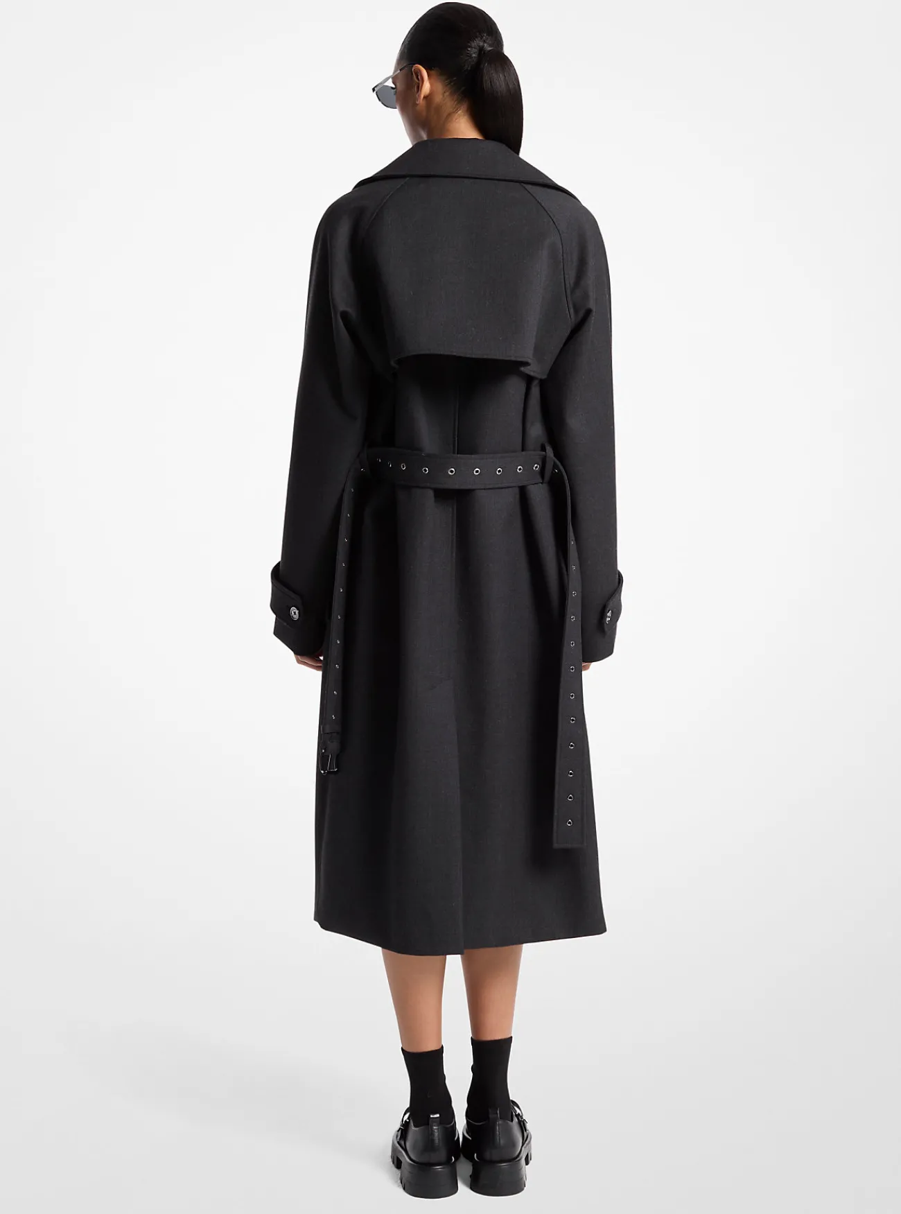 Michael Kors Trenchcoat van wolmix met stretch DERBYHEATHER Best