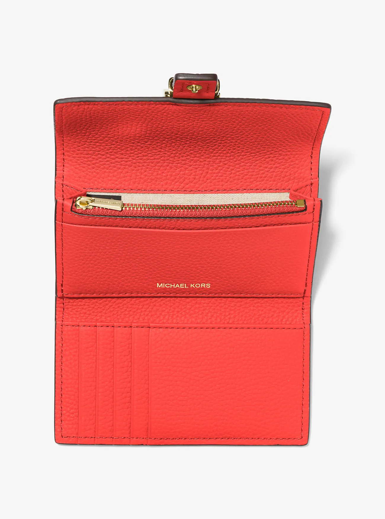 Michael Kors Tri-fold portefeuille Nolita van getrommeld leer, middelgroot GEBRANDSIENNA Sale