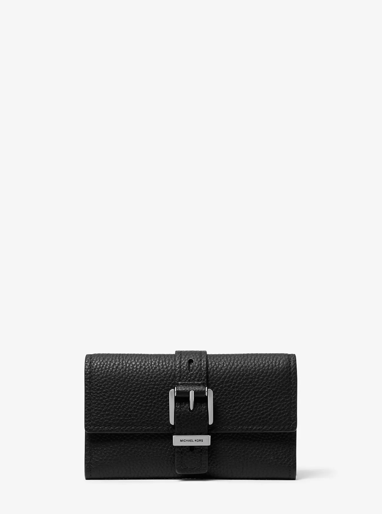 Michael Kors Tri-fold portefeuille Nolita van getrommeld leer, middelgroot ZWART New