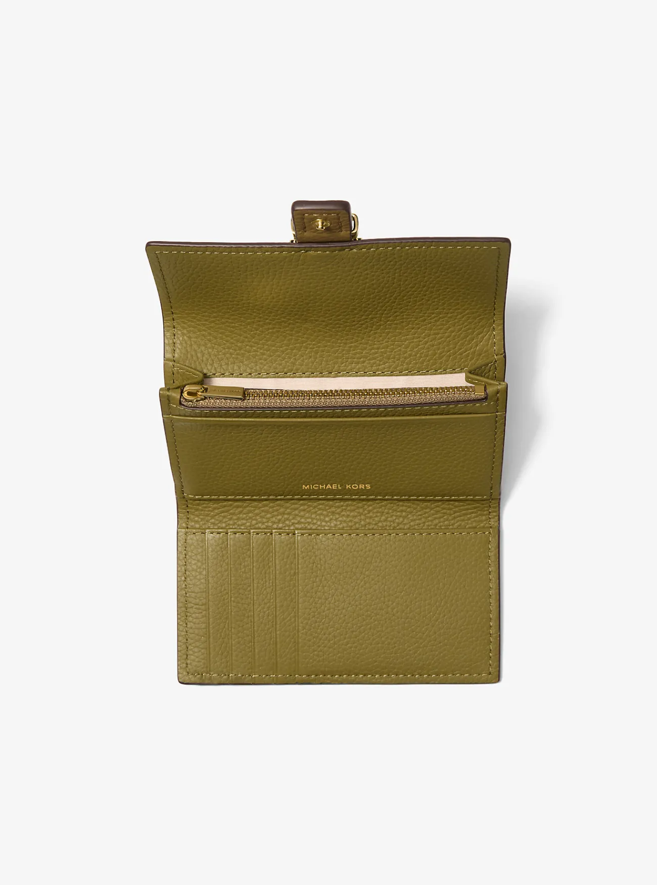 Michael Kors Tri-fold portefeuille Nolita van getrommeld leer, middelgroot SAFARIGROEN Online