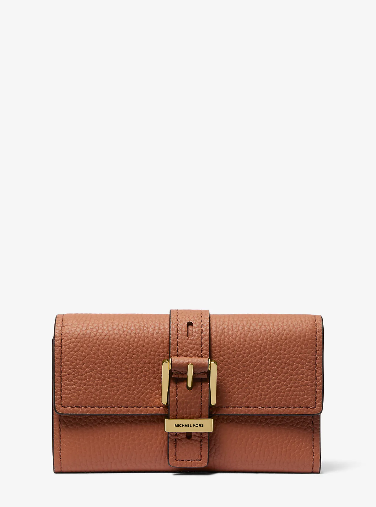 Michael Kors Tri-fold portefeuille Nolita van getrommeld leer, middelgroot LUGGAGE New