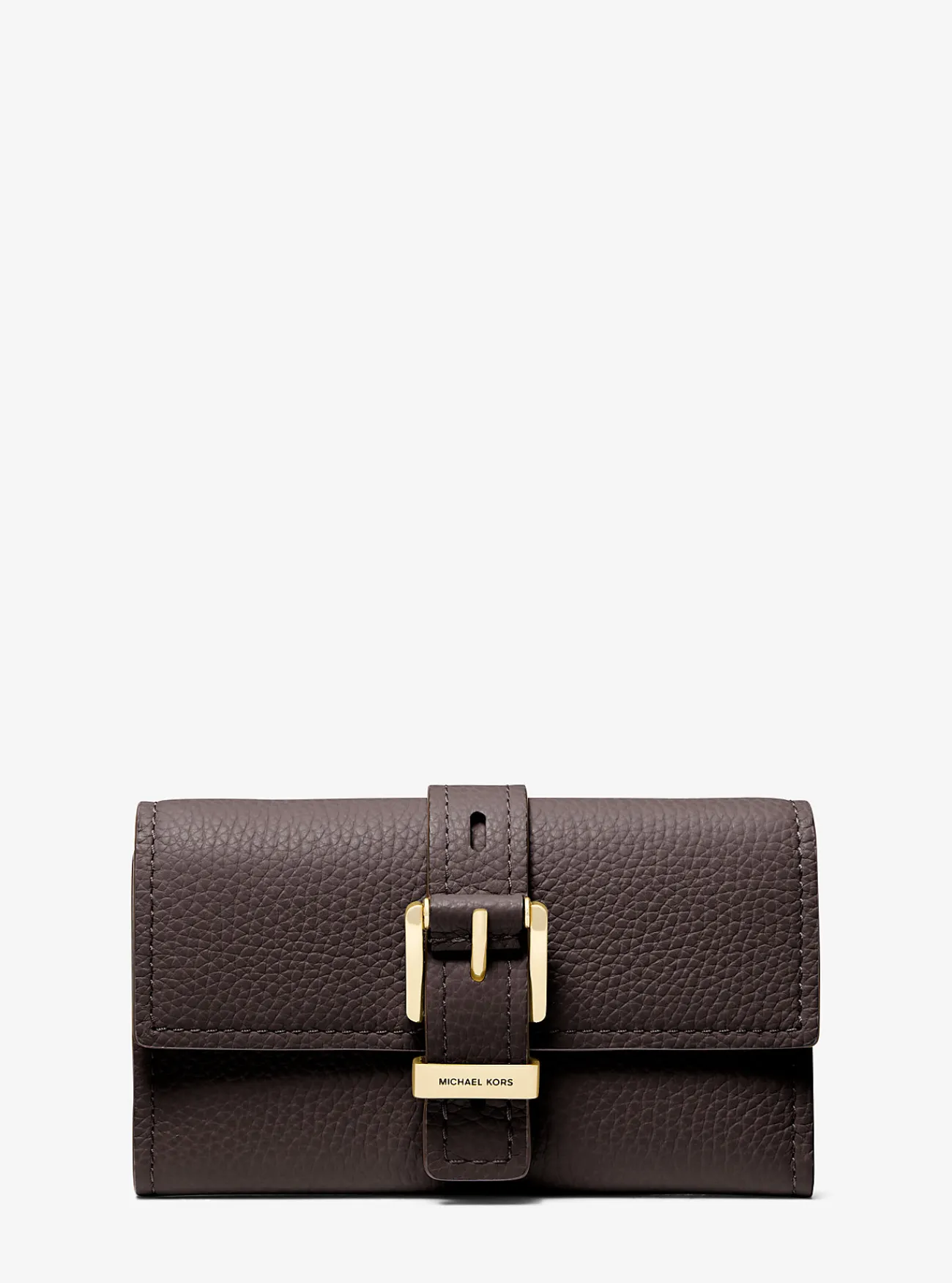Michael Kors Tri-fold portefeuille Nolita van getrommeld leer, middelgroot CHOCOLADE Hot