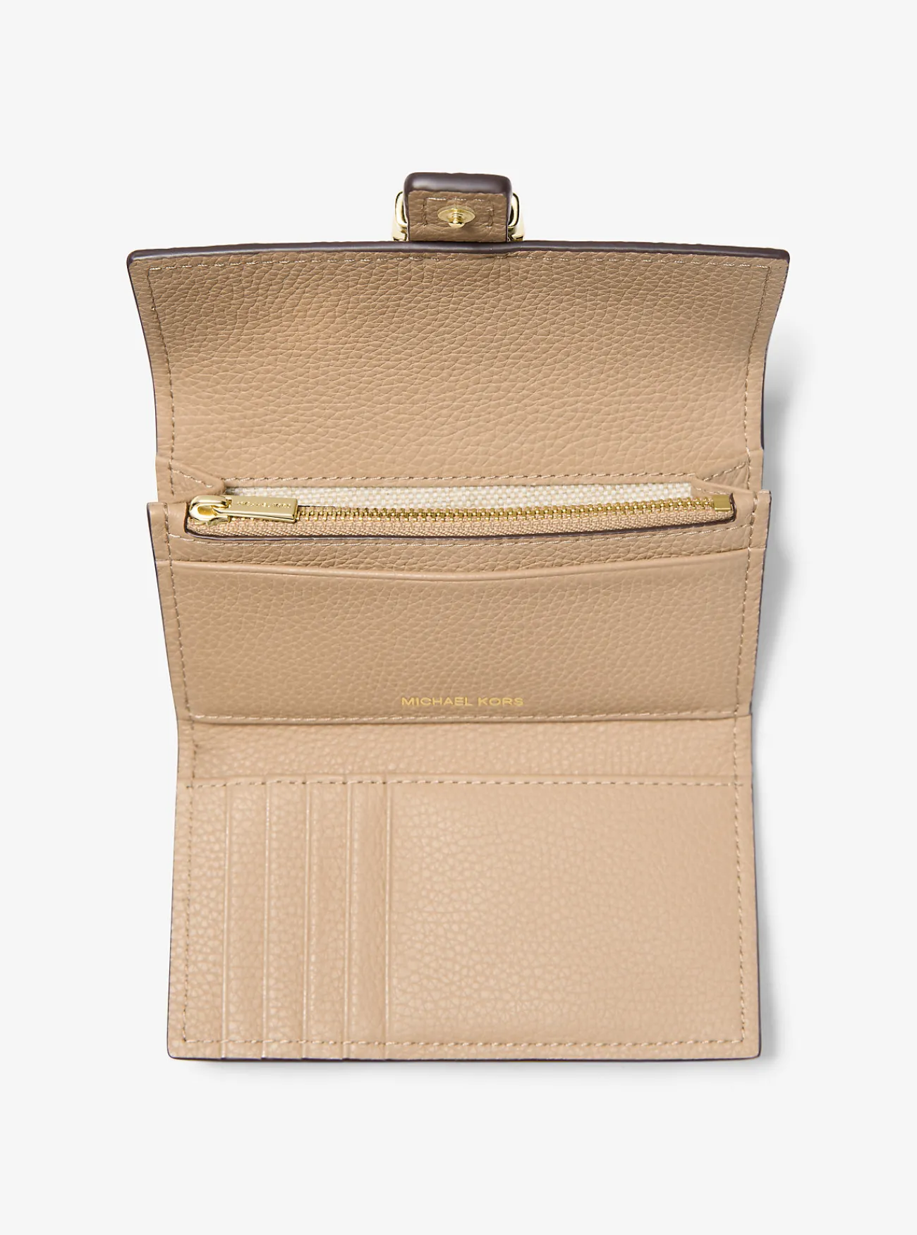 Michael Kors Tri-fold portefeuille Nolita van getrommeld leer, middelgroot CAMEL Best