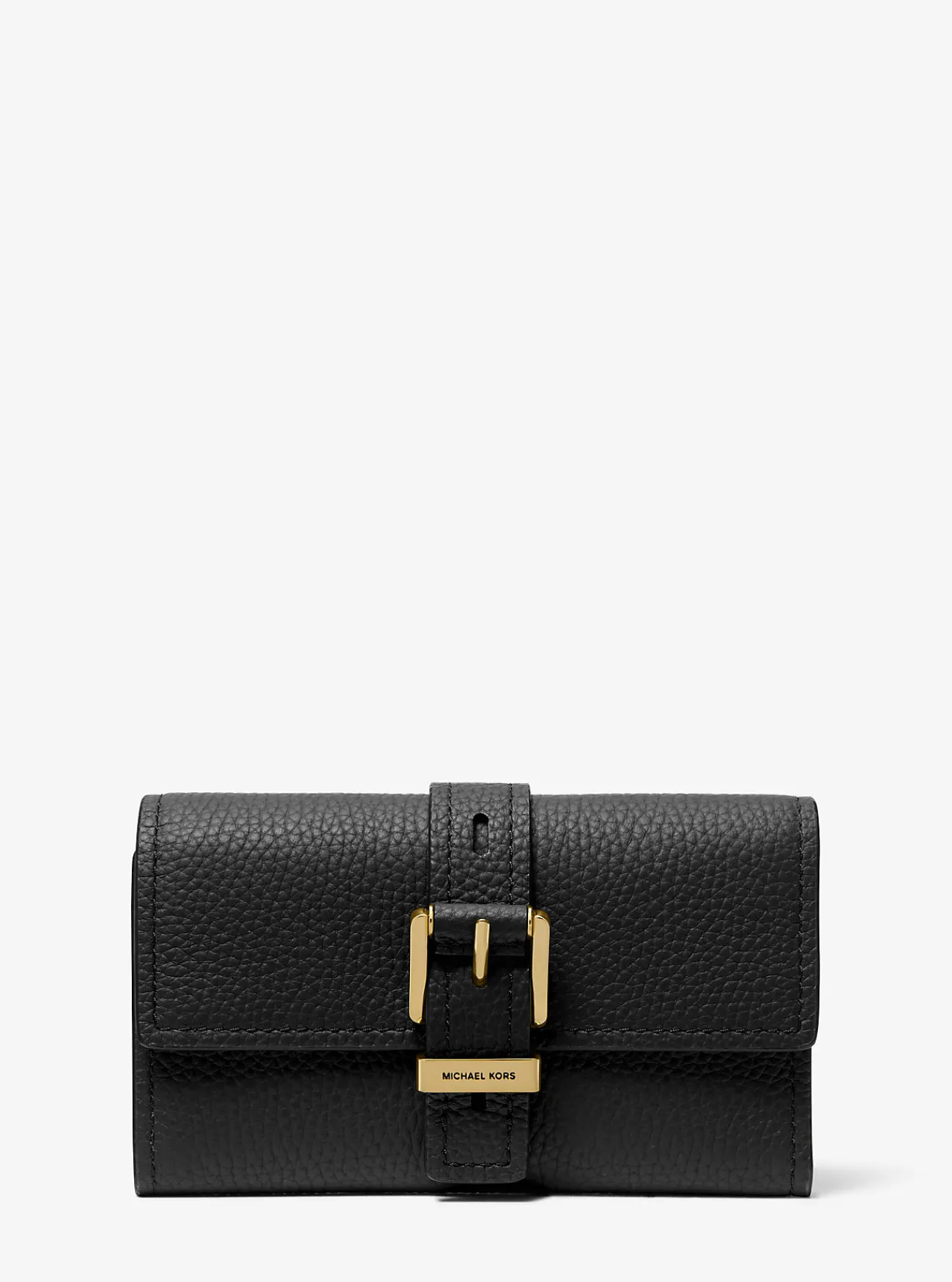 Michael Kors Tri-fold portefeuille Nolita van getrommeld leer, middelgroot ZWART New