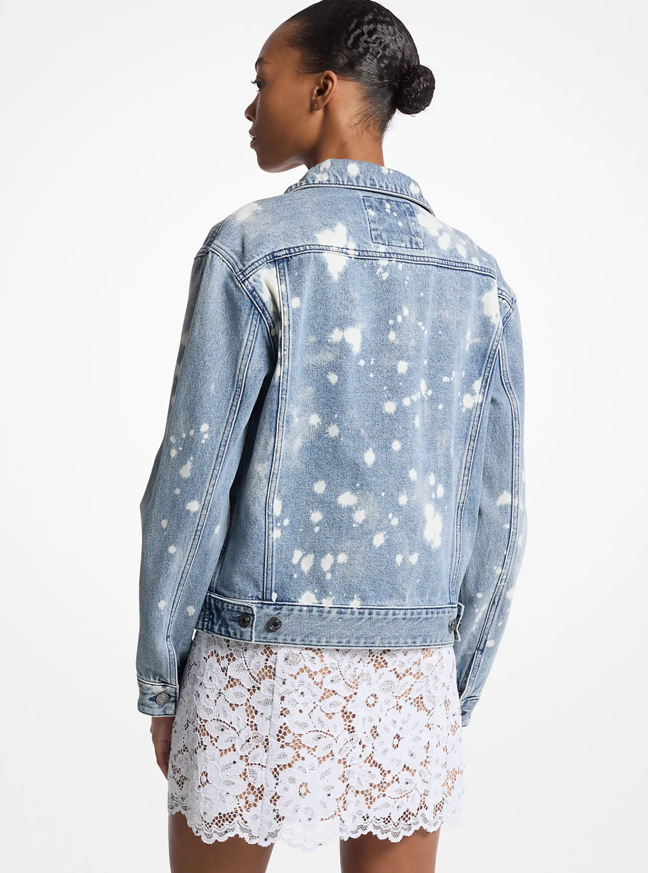Michael Kors Truckerjack van denim met spetters UNIONMETWASSING Outlet