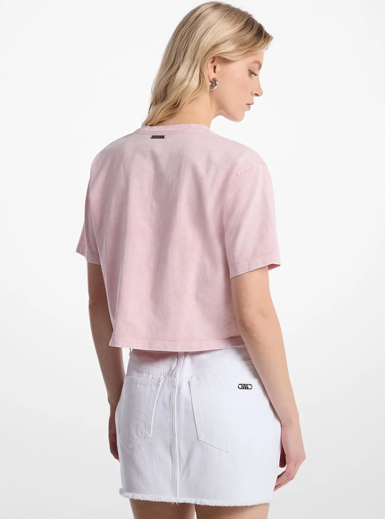Michael Kors T-shirt van geverfd katoen met studs en korte pasvorm ROZENWATERMETWASSING Online