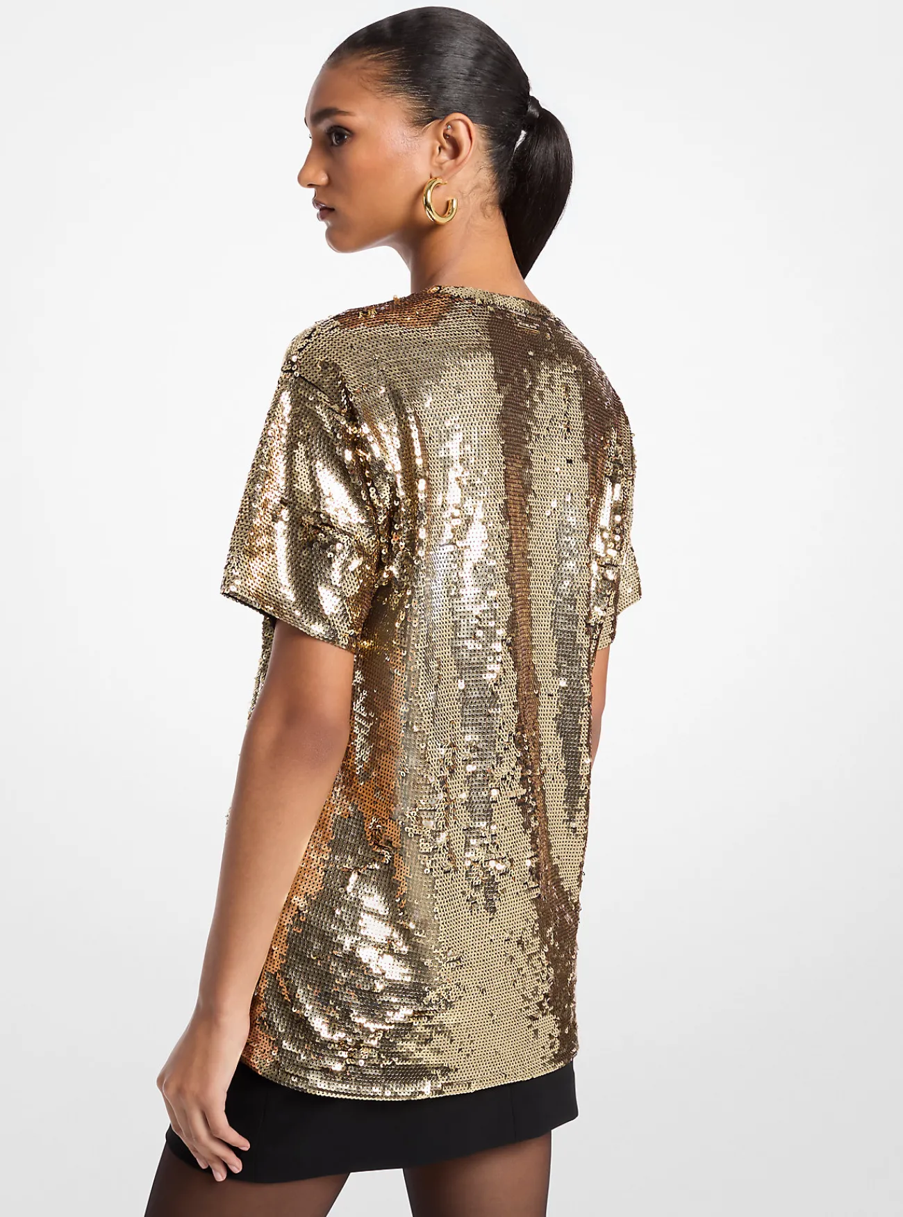 Michael Kors T-shirt van jersey met lovertjes, oversized GOUD Best