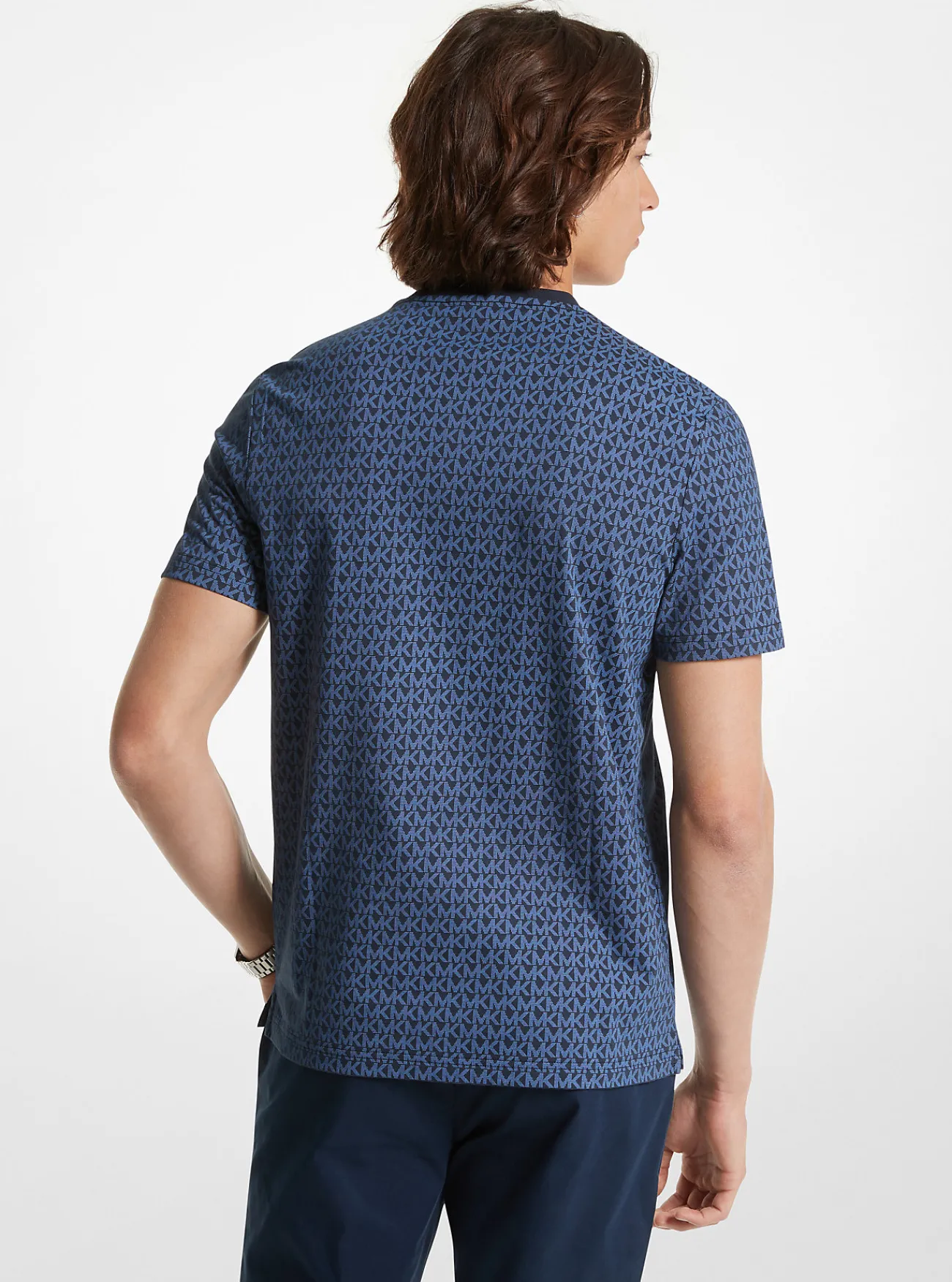 Michael Kors T-shirt van katoen met kenmerkende logoprint MIDDERNACHTSBLAUW Online