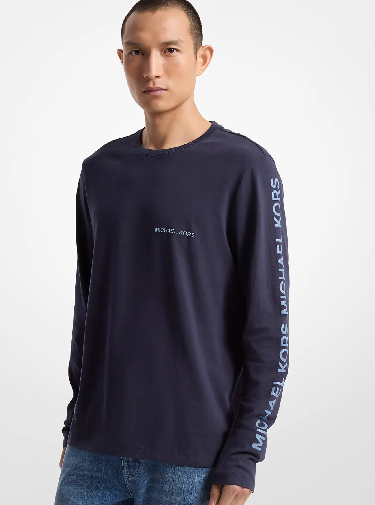 Michael Kors T-shirt van katoen met lange mouwen MIDDERNACHTSBLAUW Best