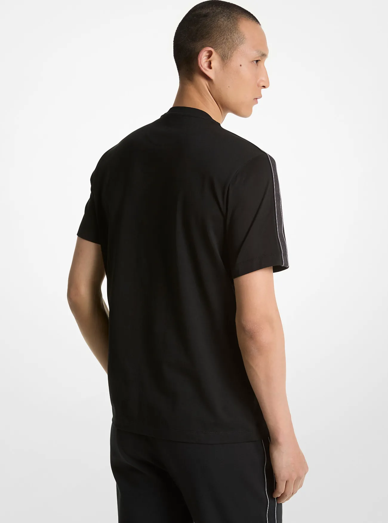 Michael Kors T-shirt van katoen met logoband ZWART Online