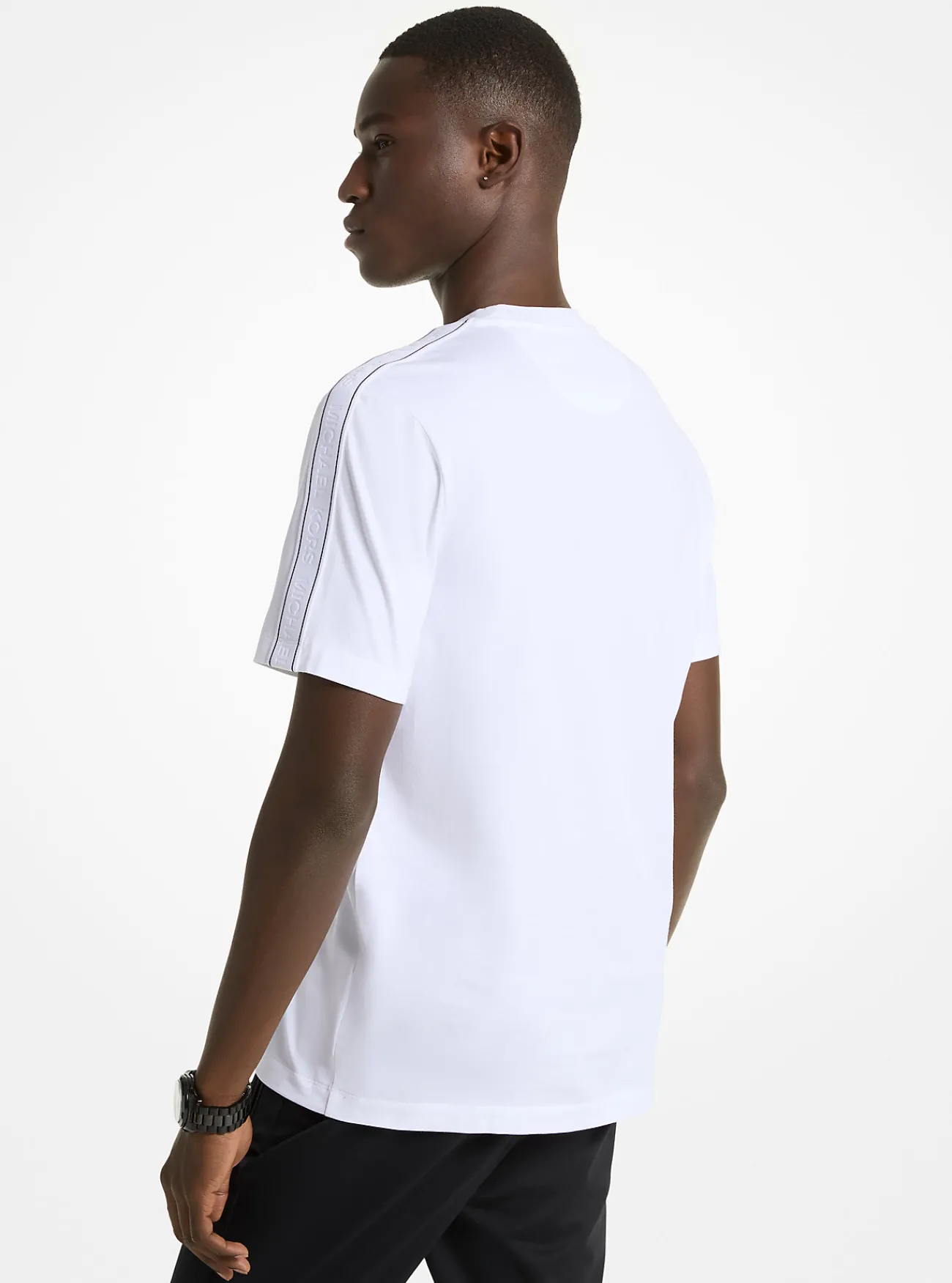 Michael Kors T-shirt van katoen met logoband WIT Best