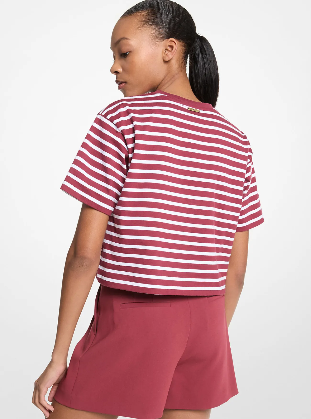 Michael Kors T-shirt van katoen met logo en strepen, korte pasvorm [3465] Sale