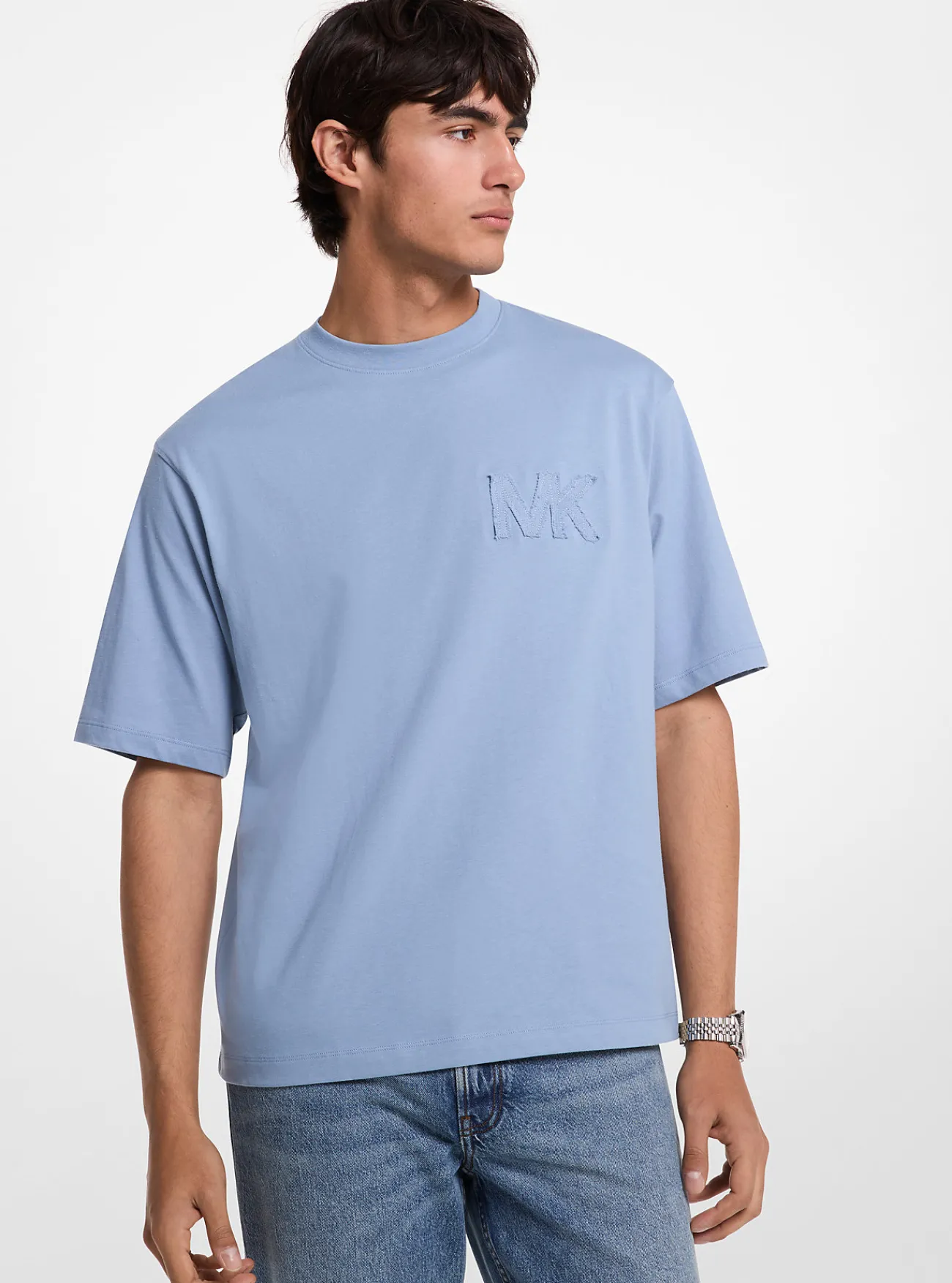 Michael Kors T-shirt van katoen met logo CHAMBRAY Sale