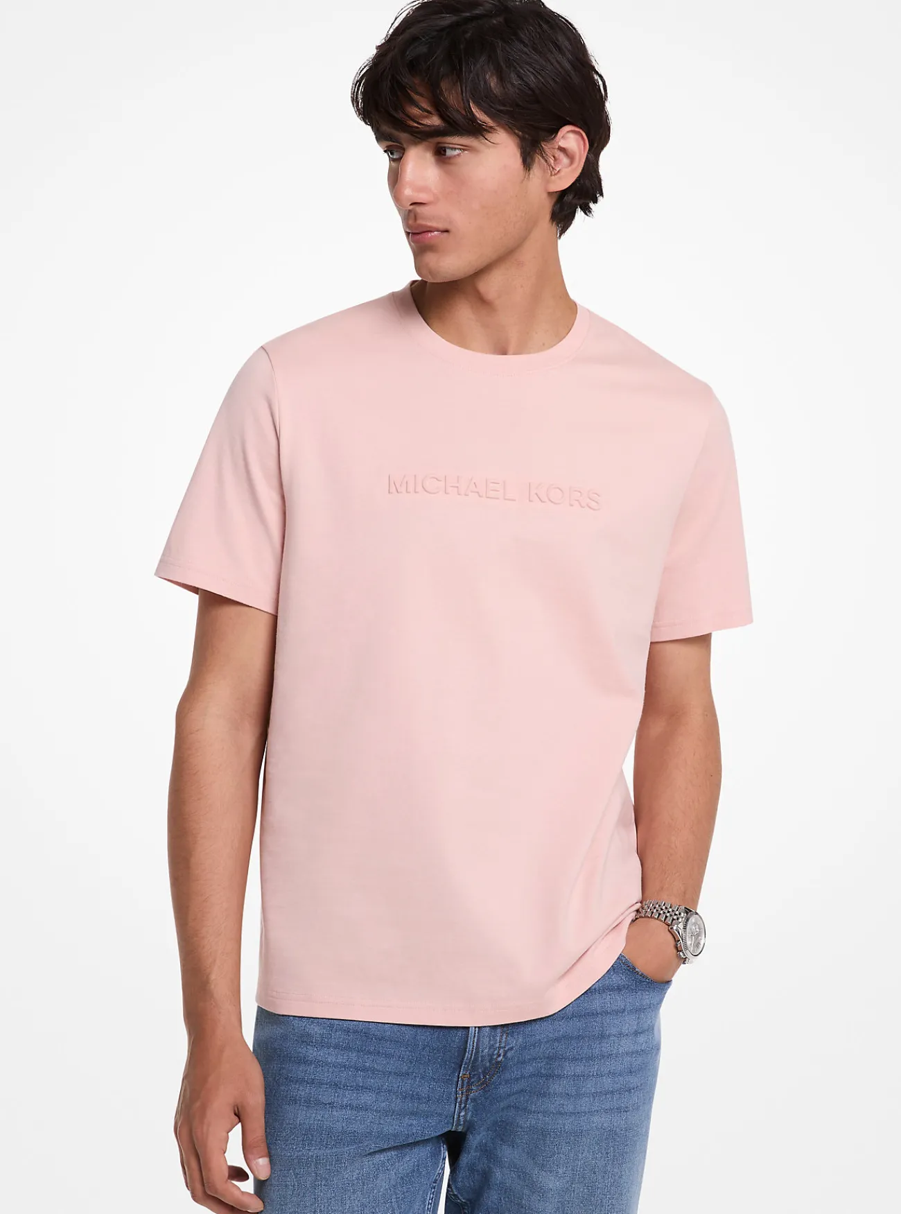 Michael Kors T-shirt van katoen met reli&euml;flogo ROZENWATER Fashion