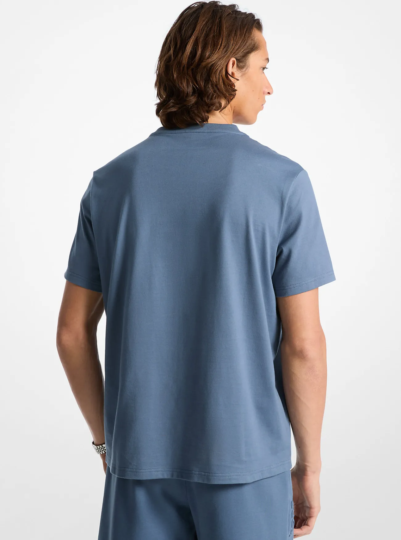 Michael Kors T-shirt van katoen met reli&euml;flogo DONKERCHAMBRAY Clearance