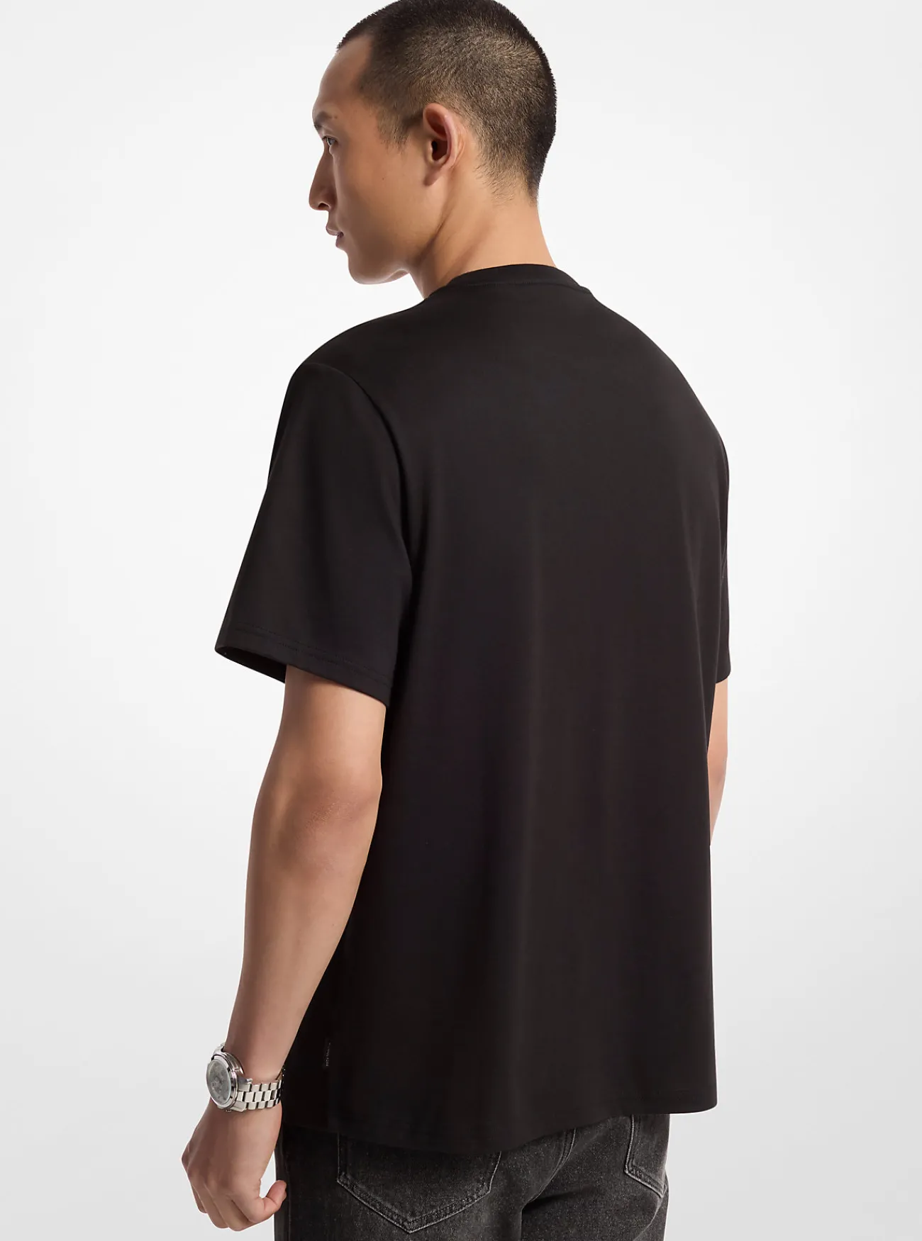 Michael Kors T-shirt van katoen met reli&euml;flogo ZWART New