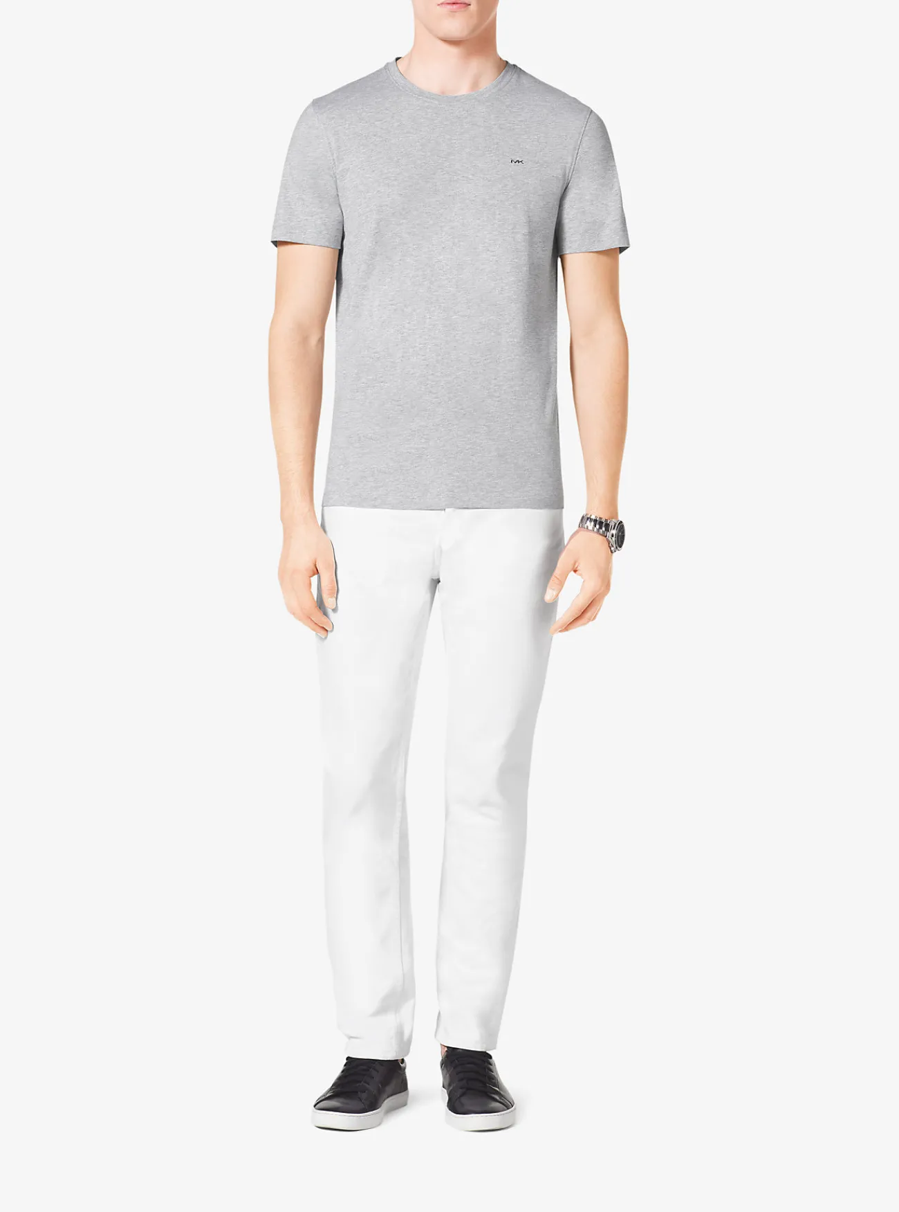 Michael Kors T-shirt van katoen met ronde hals GEMÊLEERDGRIJS Online